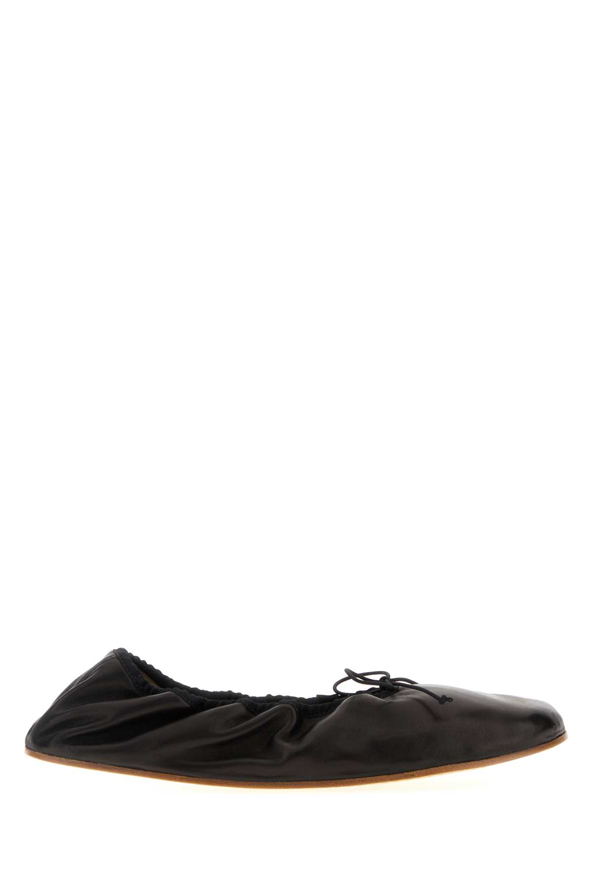 The Row Charcoal Leather Awar Ballerinas In Black