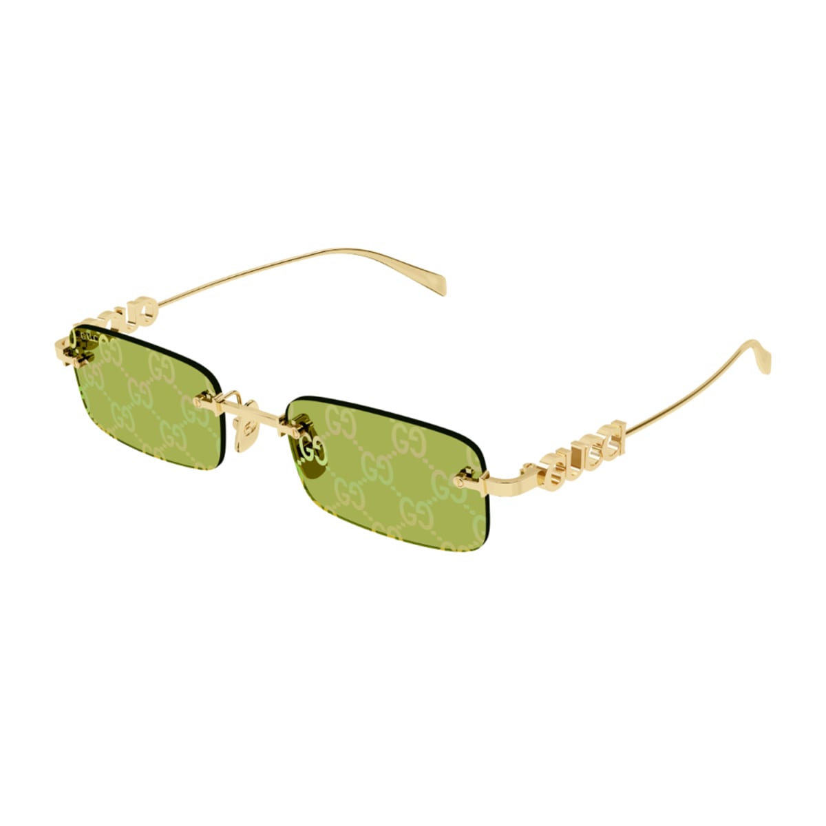 Gucci Gg1808s Linea Name Of Brand 002 Gold Green Sunglasses In Gold