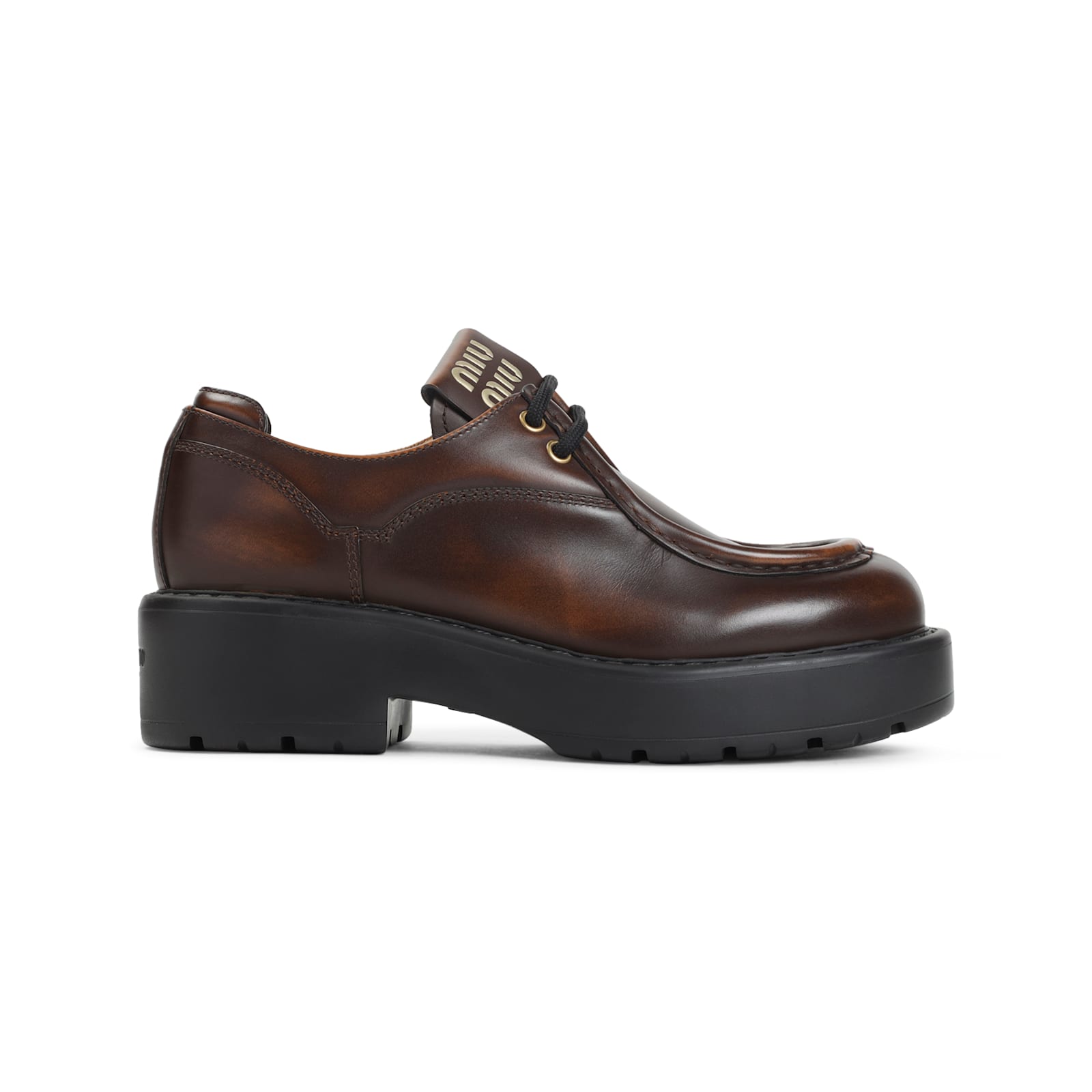 Miu Miu Lace-up Shoes Featuring Chunky Sole In Brown