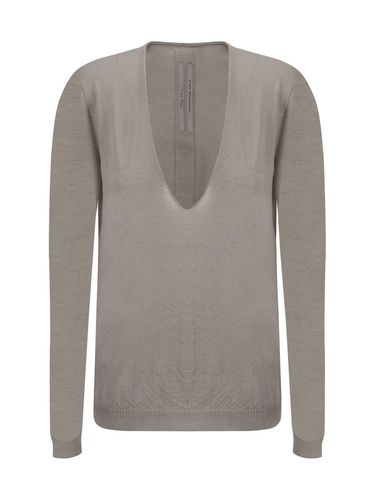 Shop Rick Owens V-neck Knit Jumper In Gray