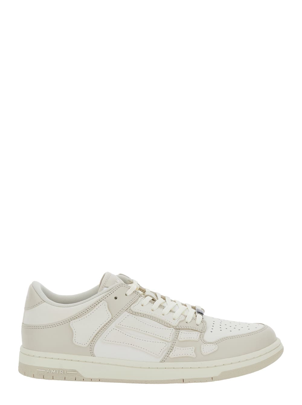 skel Top Low White Sneakers With Skeleton Patch In Leather Man