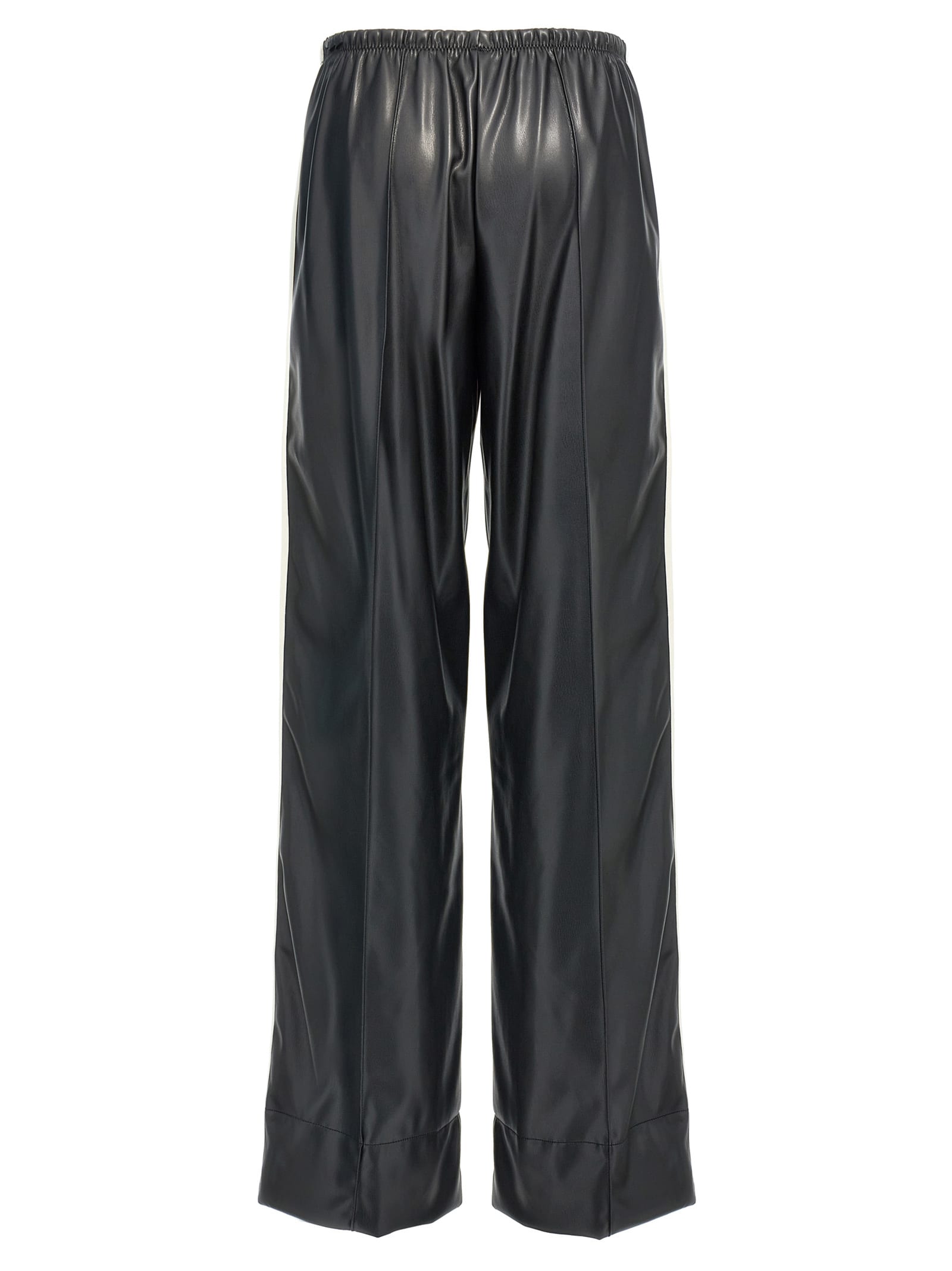 Shop Palm Angels Leather Effect Track Loose Pants In White/black