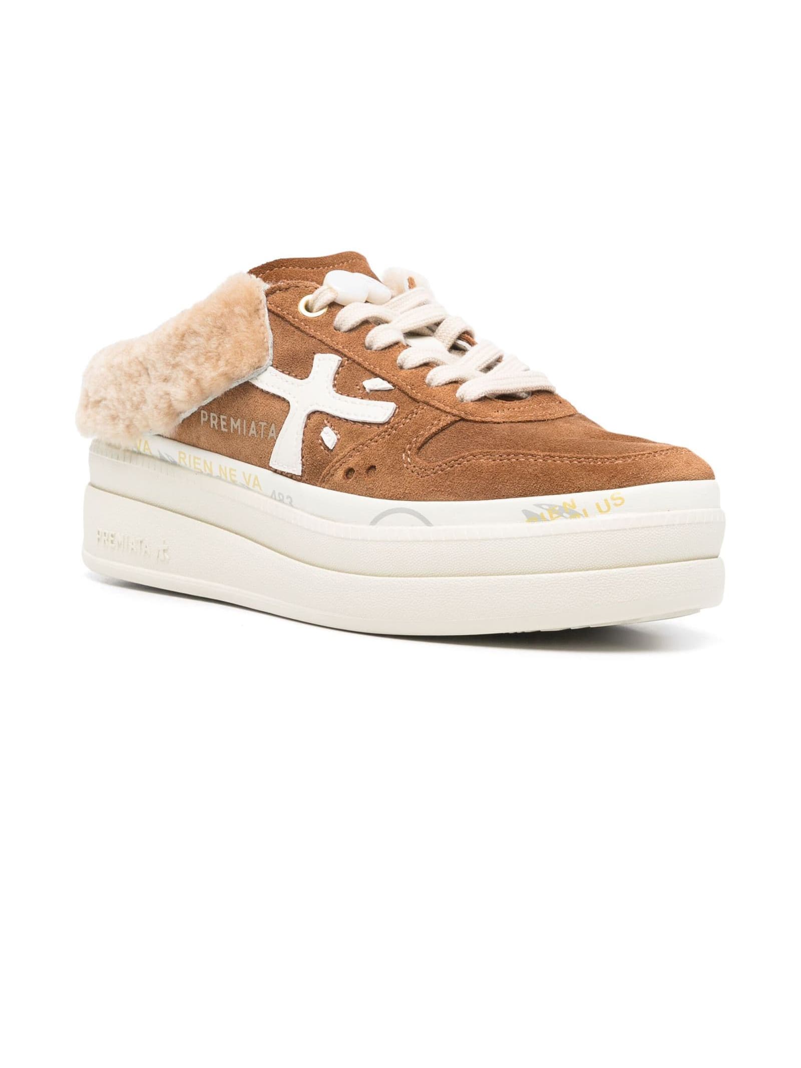 Shop Premiata Beige Suede Micol Sneakers In Brown