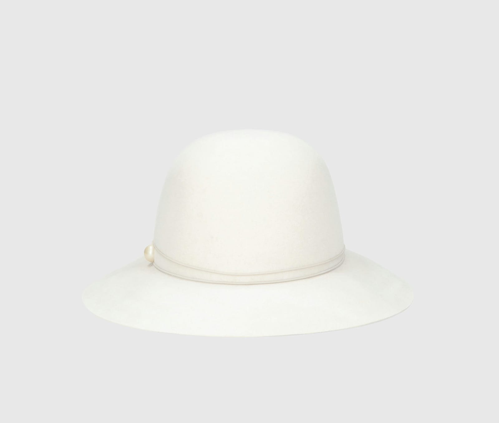 Shop Borsalino Emi Alessandria Brushed Felt With Pearls Elastic Hatband Rollable In White