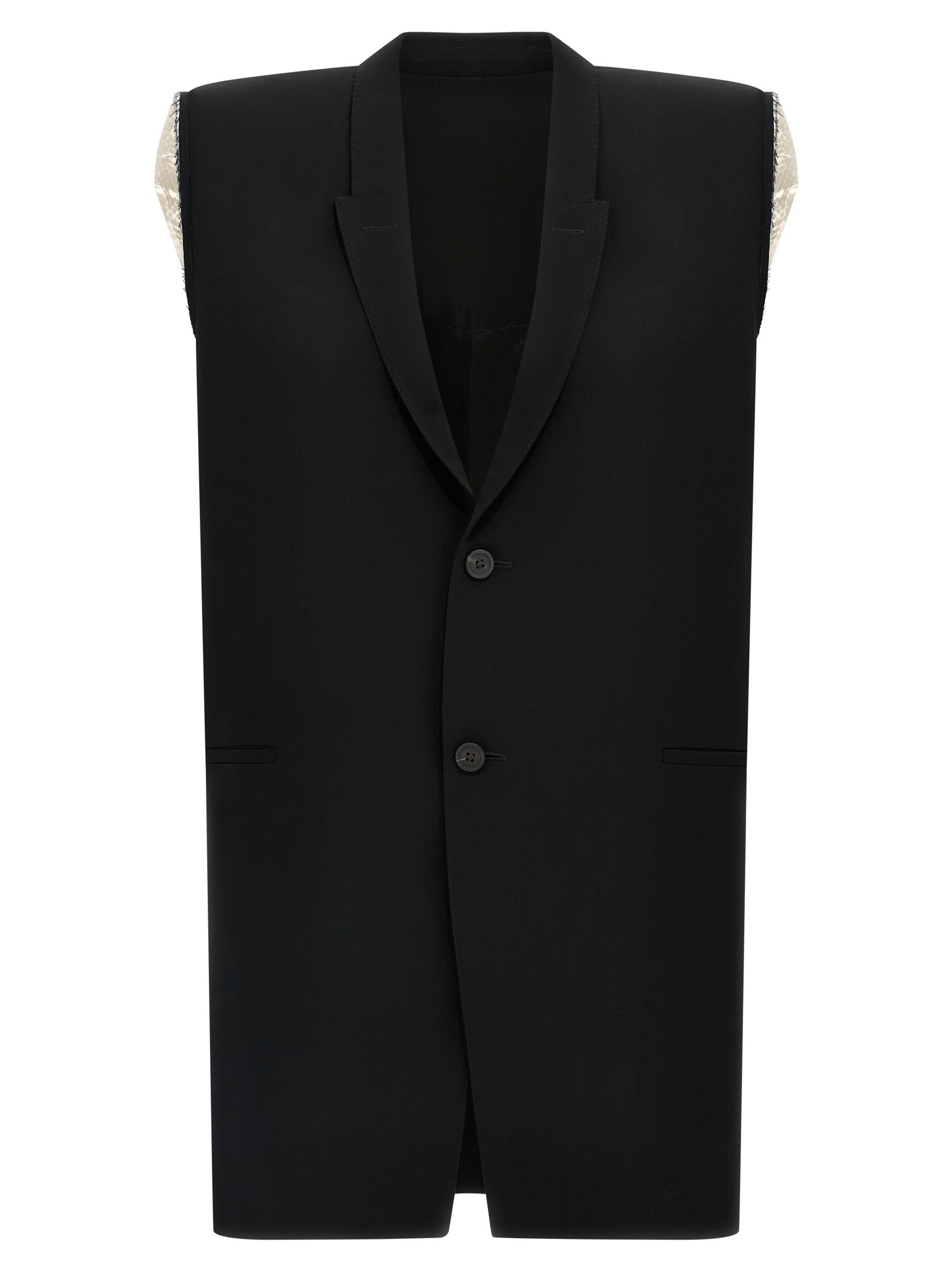 Rick Owens Tailored Sl Sleeveless Jacket With Back Belt