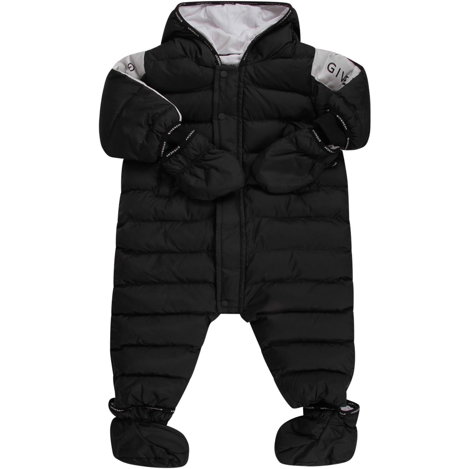 GIVENCHY BLACK BABYKIDS PUFF OVERALL WITH LOGO,11058752