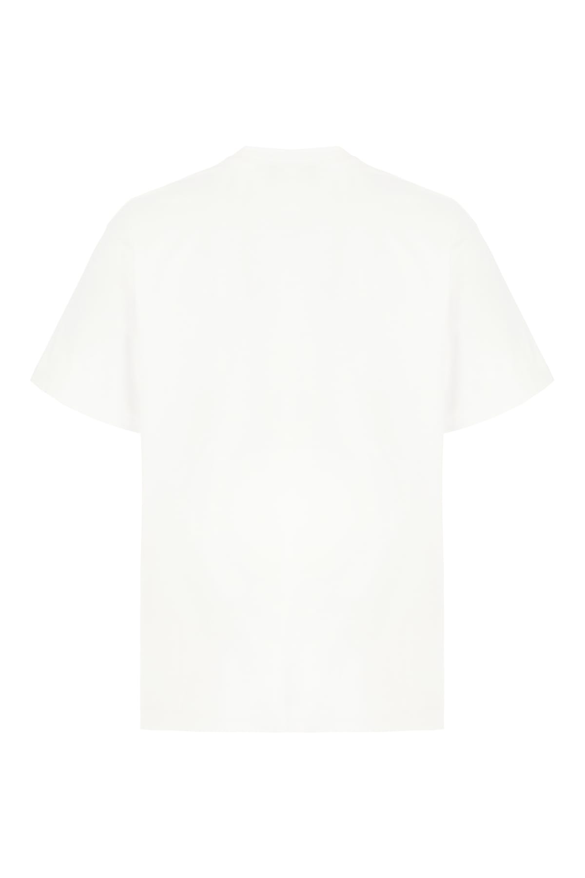 Gucci White Crewneck T-shirt With Double G Logo Embroidery On The Front In Cotton Man