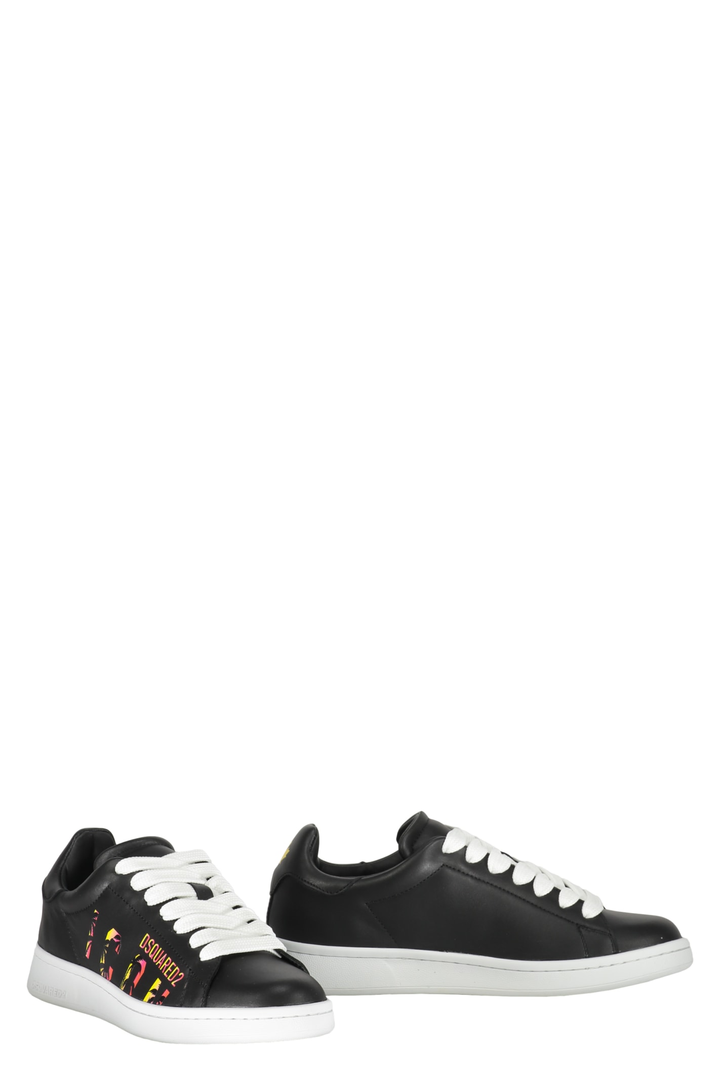 Shop Dsquared2 Leather Low-top Sneakers In Black