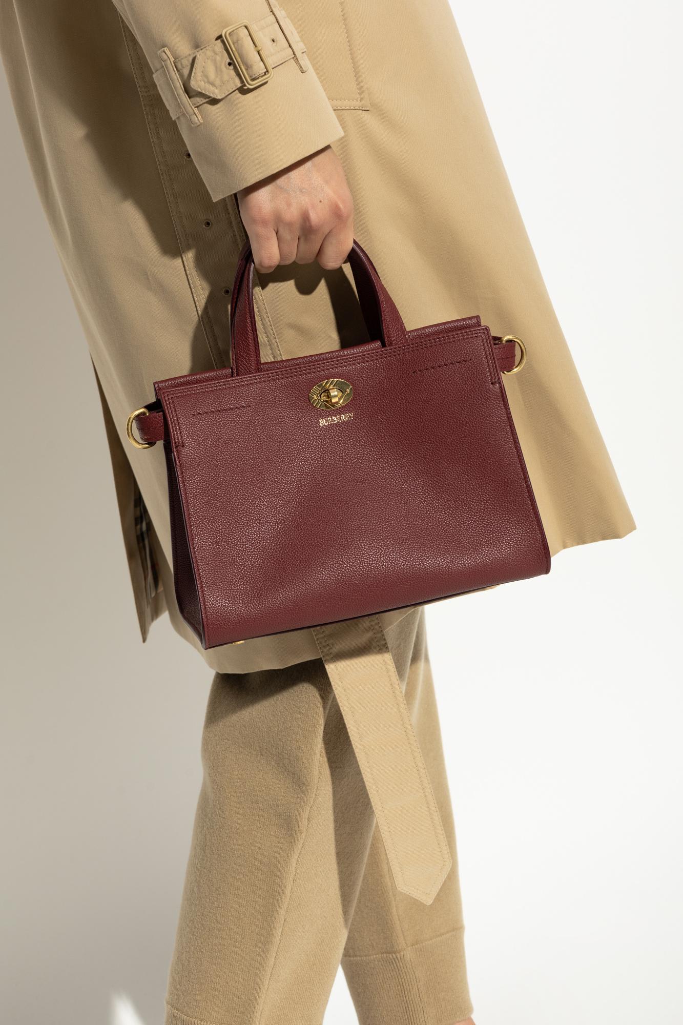 Burberry Womens Punnet Cotswolds Mini Leather Tote Bag In Red
