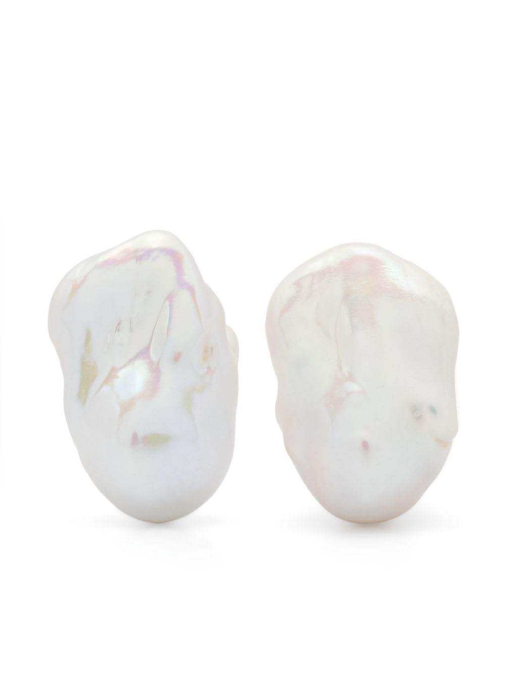 Shop Monies Earring Baroque Pearls Earclips In Natural