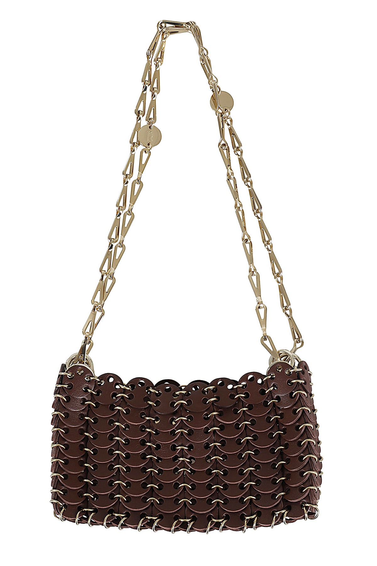 Shop Rabanne Sac A Main In Dark Brown Light Gold