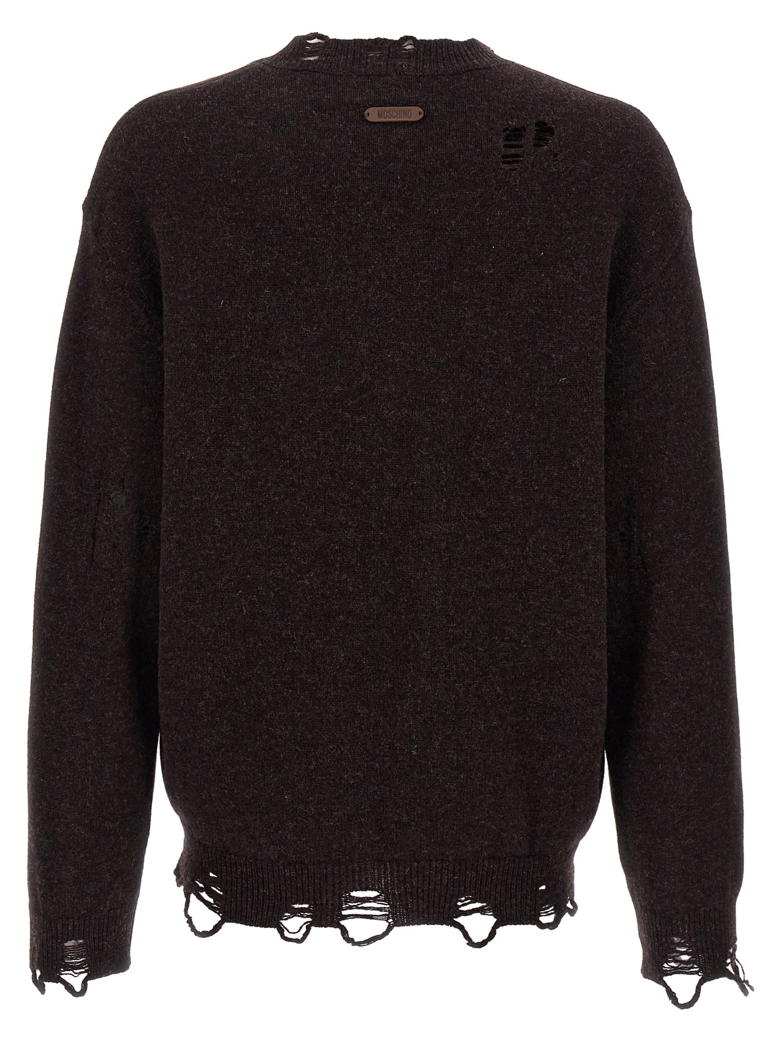 Moschino Couture Shetland Wool Pullover In Brown