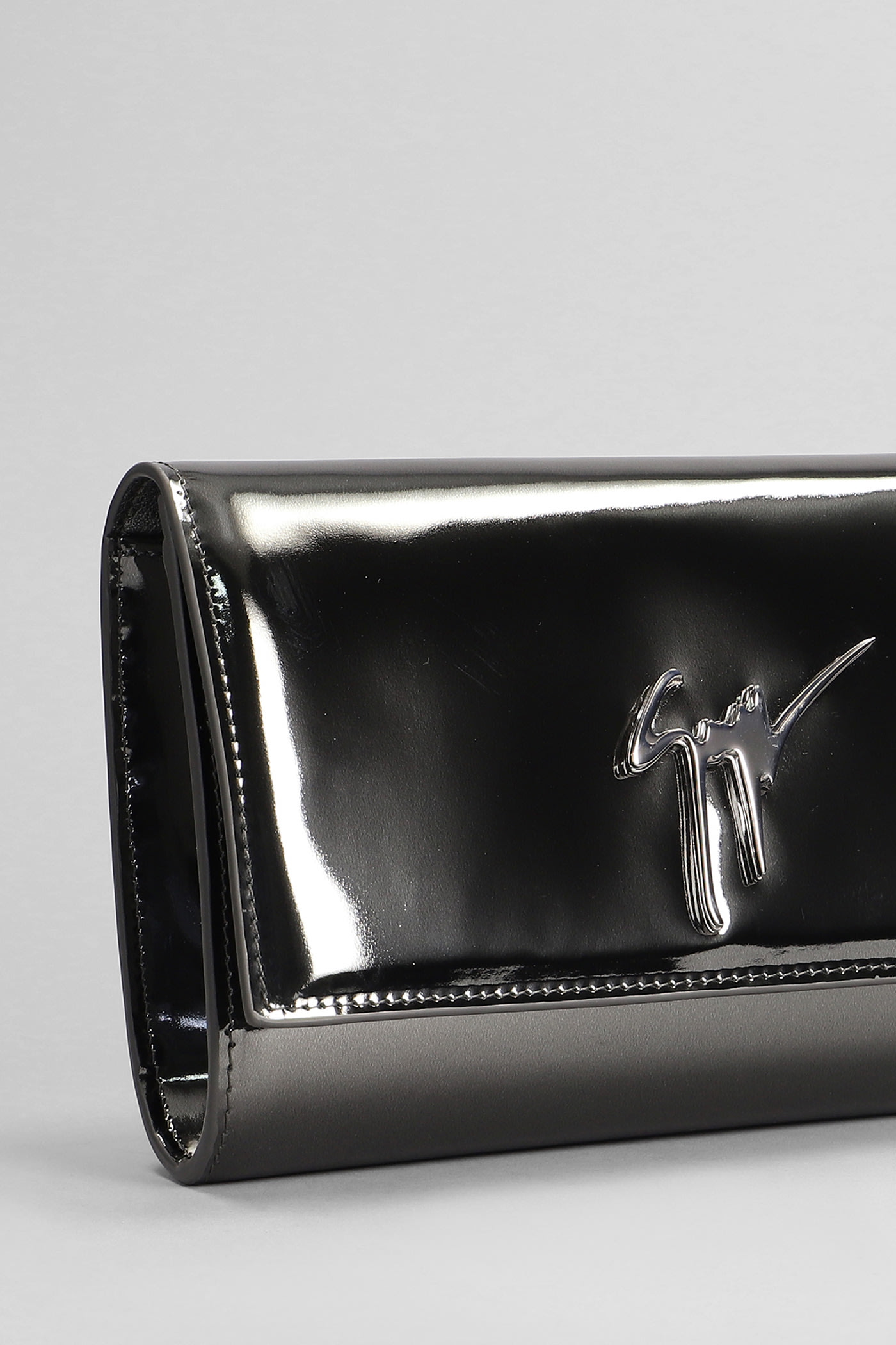 Shop Giuseppe Zanotti Cleopatra Clutch In Gunmetal Leather