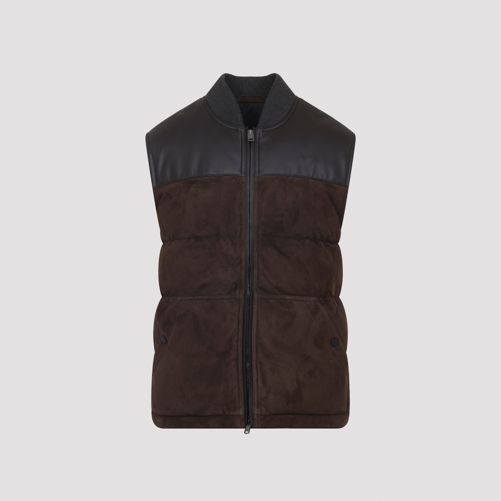 Brioni Sleeveless Puffer Vest Contrast Panels In Black