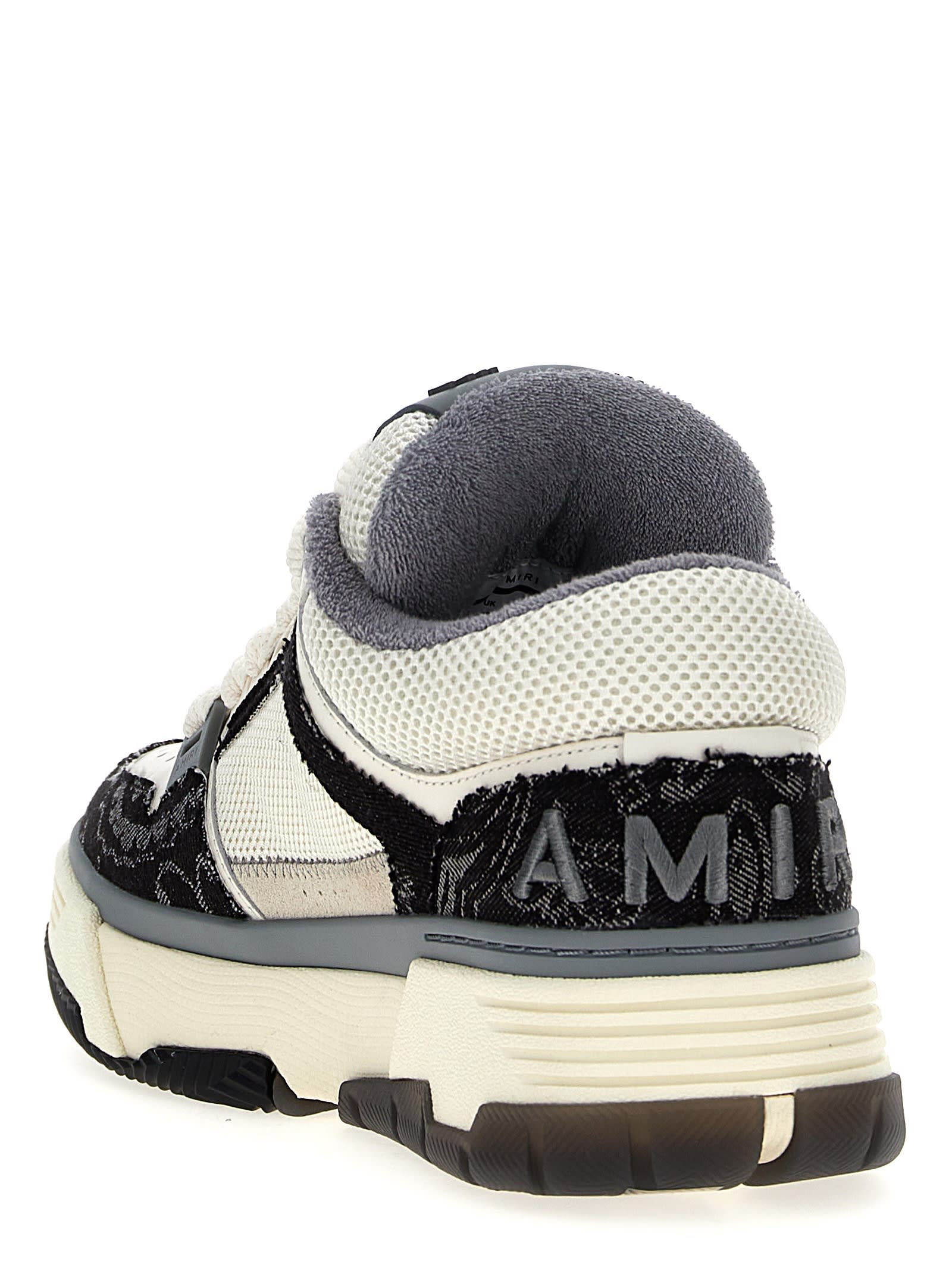 Shop Amiri Bandana Denim Ma-1 Sneakers In White/black