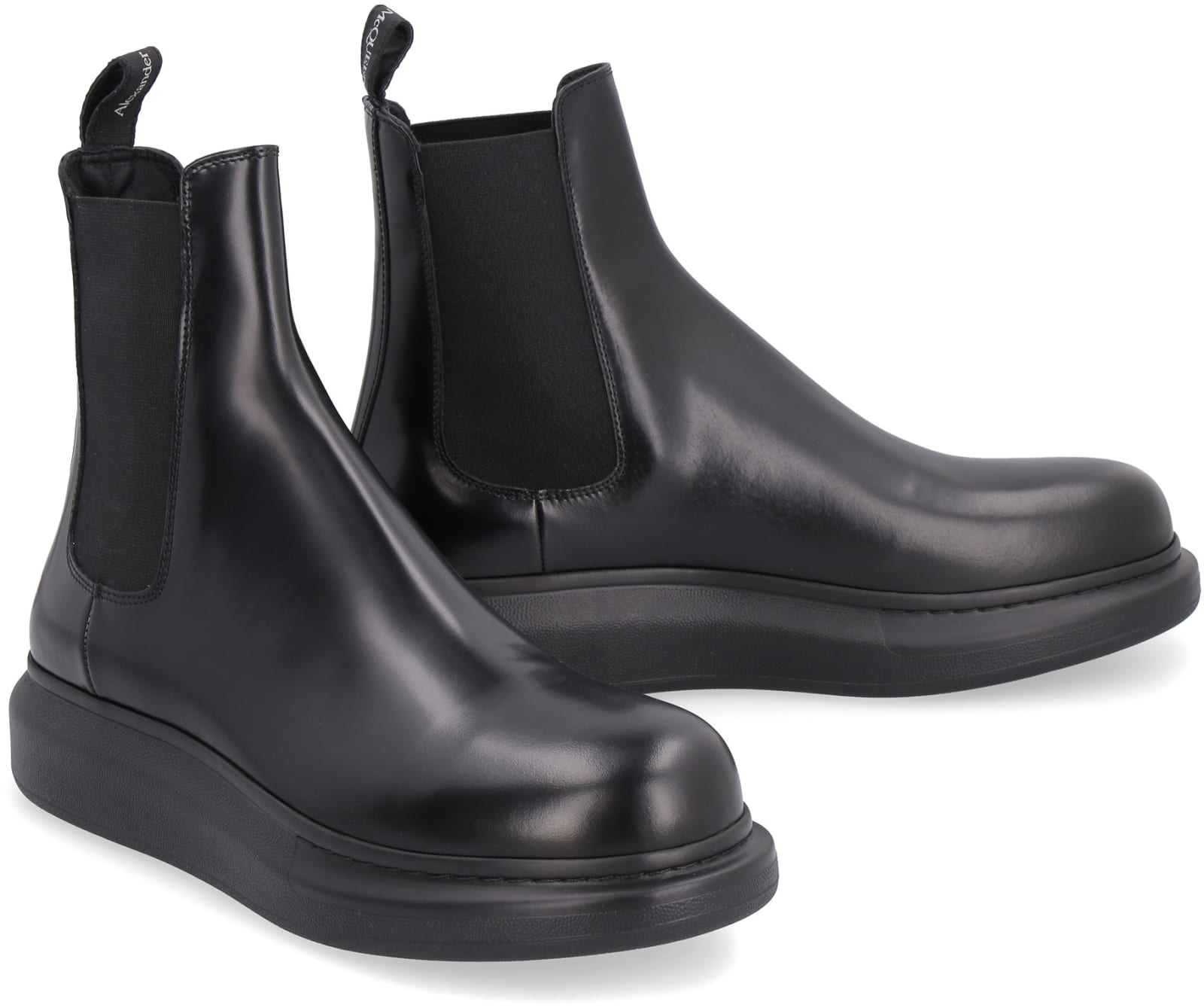 Shop Alexander Mcqueen Hybrid Leather Chelsea Boots In Black