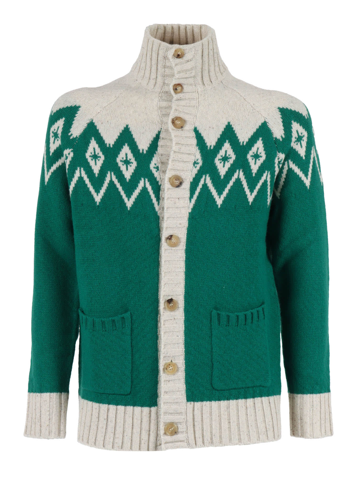 Ballantyne High-neck Cardigan In Green