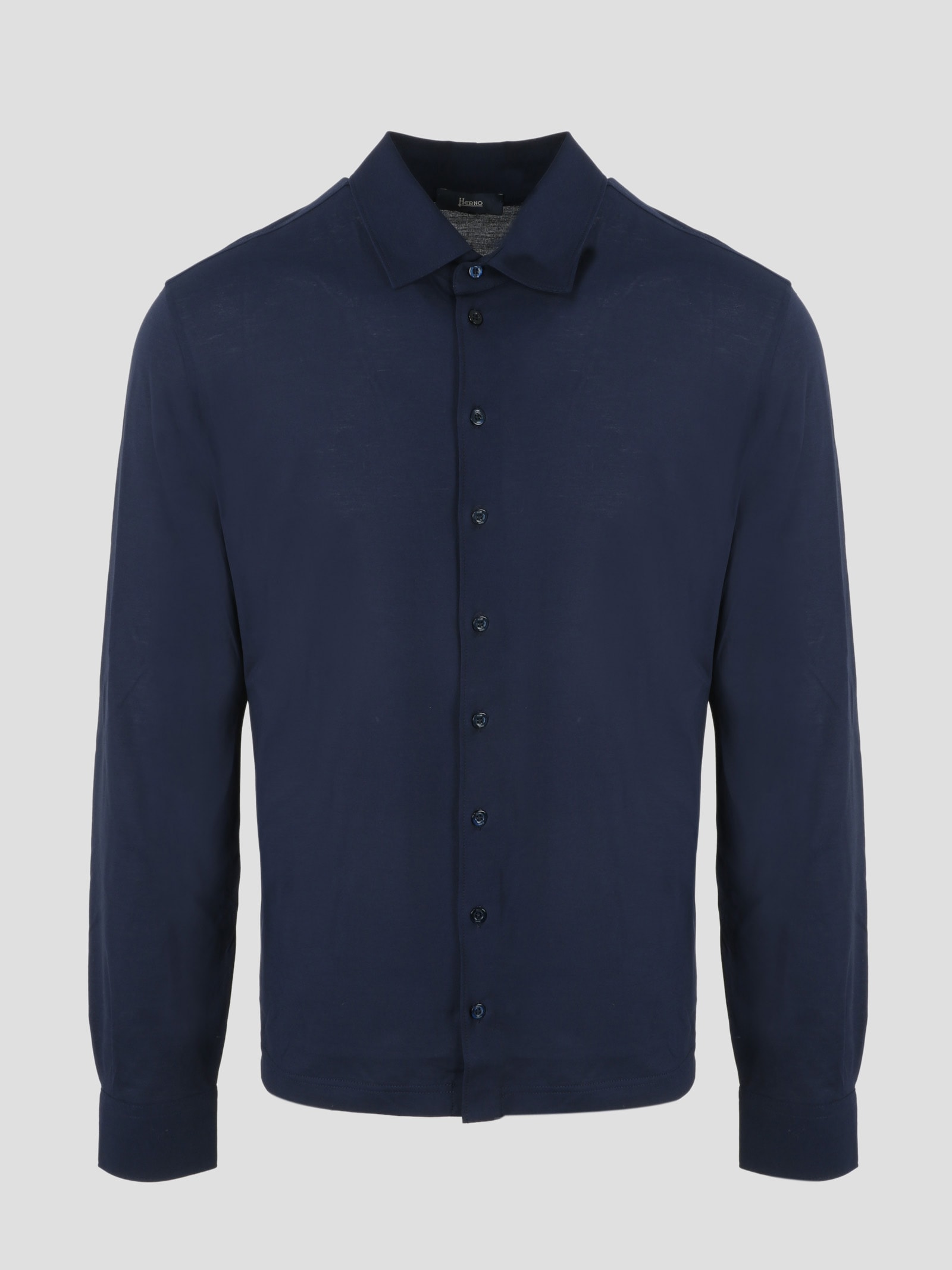 Herno Jersey Crepe Shirt In Blue