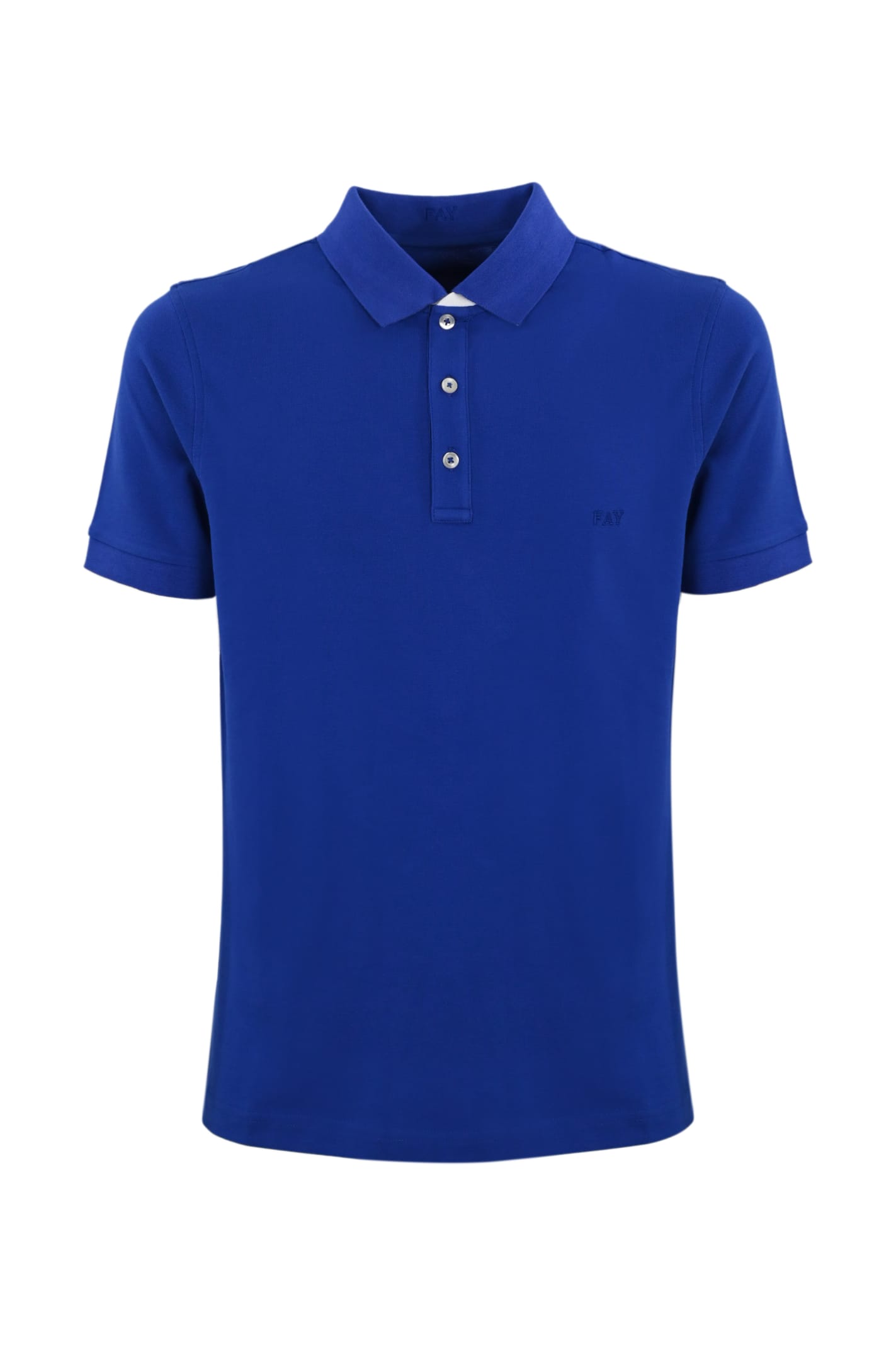 Fay Stretch Cotton Polo Shirt In Royal Blue