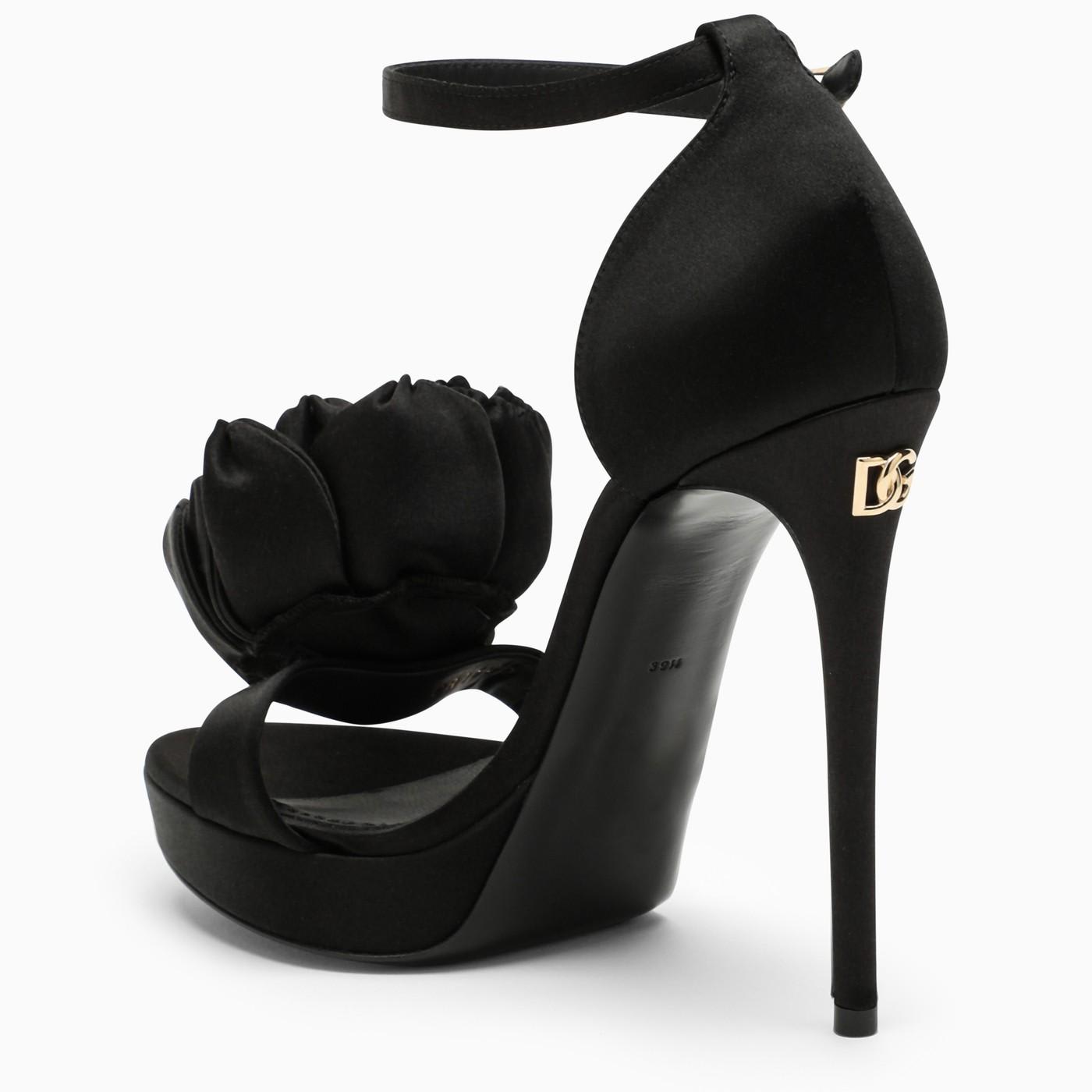 Shop Dolce & Gabbana Black Satin High Sandal