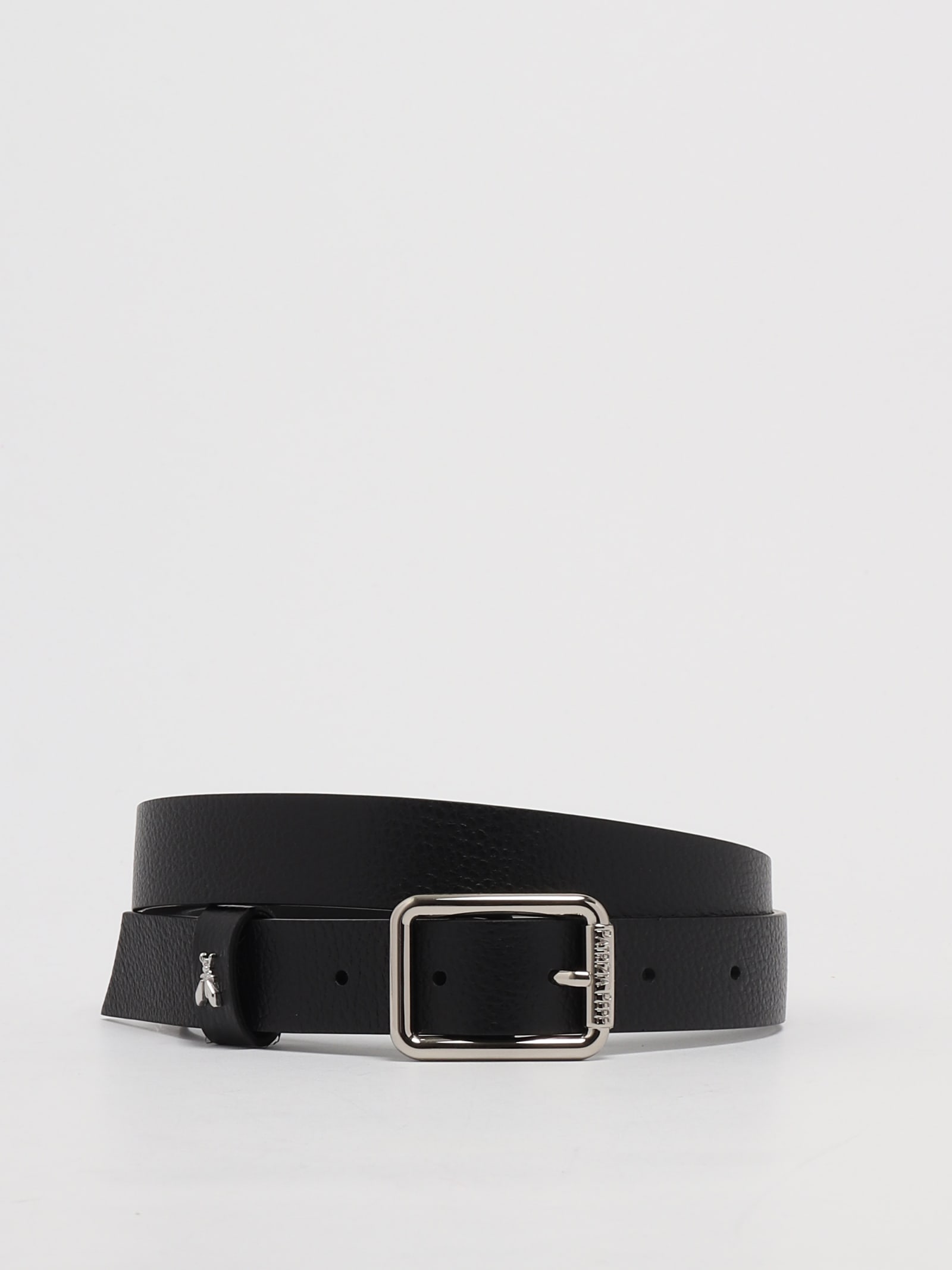 Shop Patrizia Pepe Leather Belt In Nero-silver