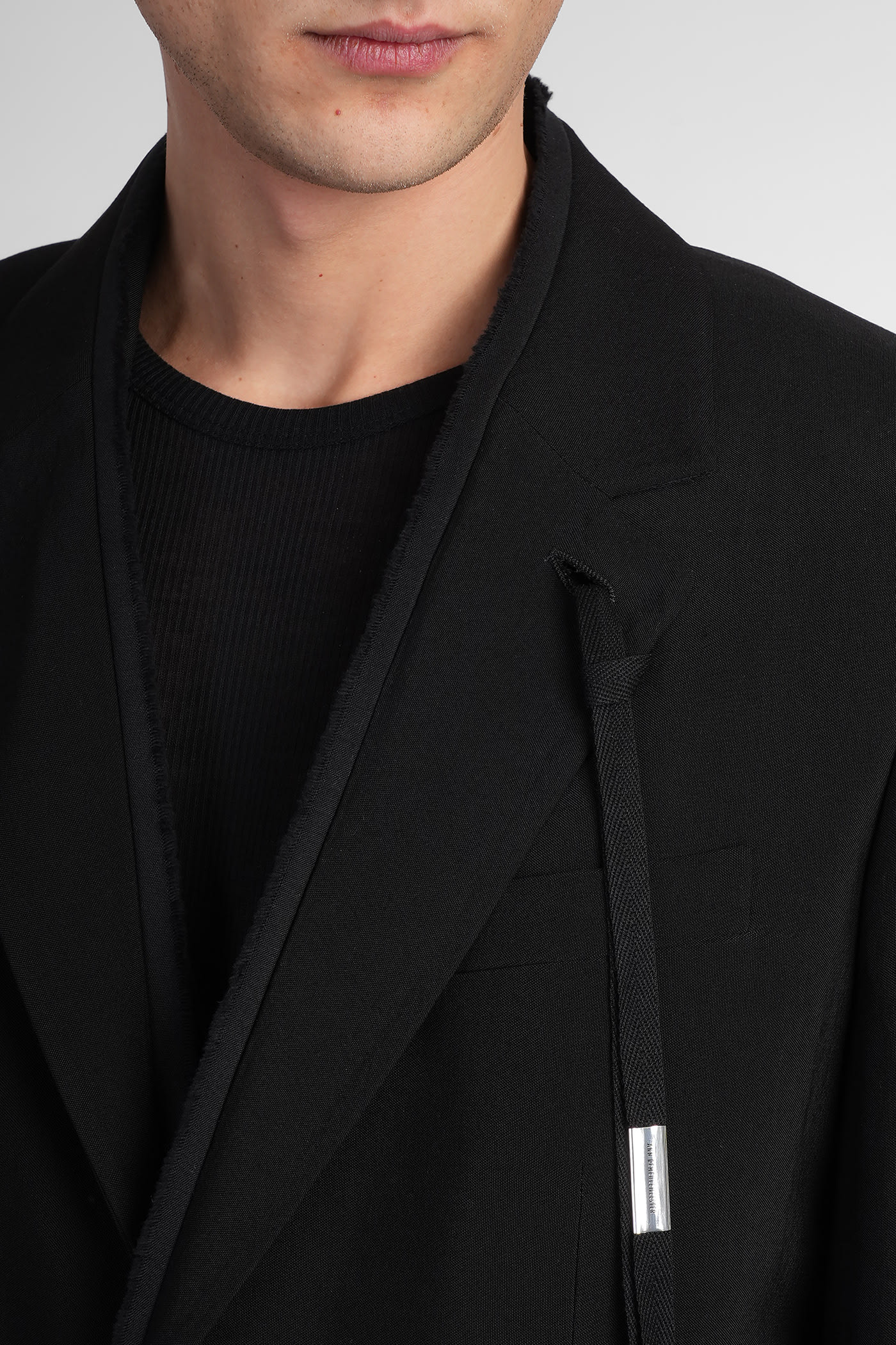 Ann Demeulemeester Man Blazer Black Size 42 Virgin Wool In Black