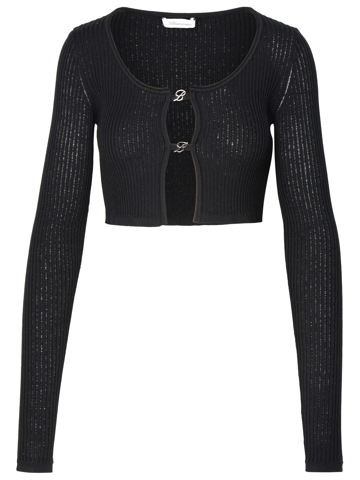 Shop Blumarine Black Viscose Blend Crop Sweater