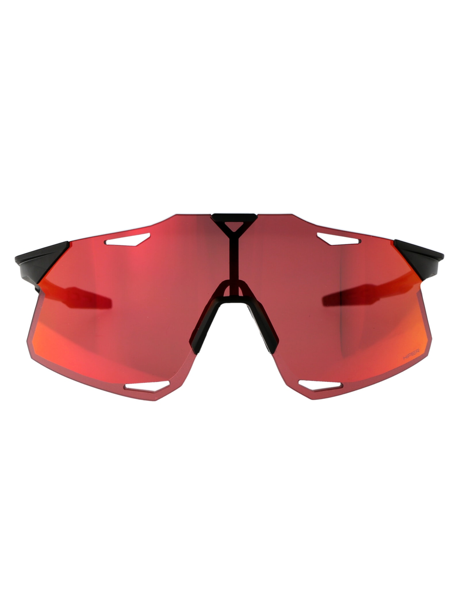 100% Hypercraft Sunglasses In Matte Black - Hiper Red Multilayer Mirror Lens