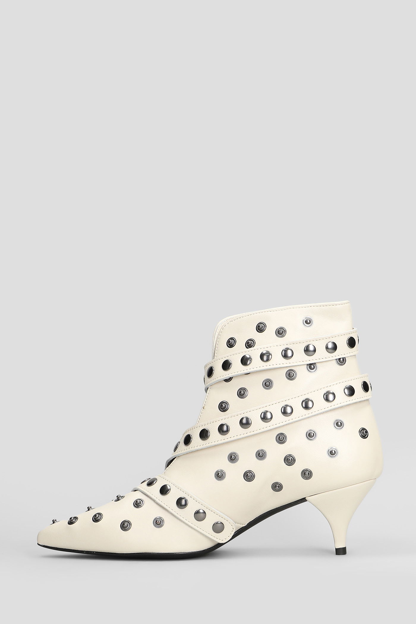 Alchimia High Heels Ankle Boots In White Leather In White