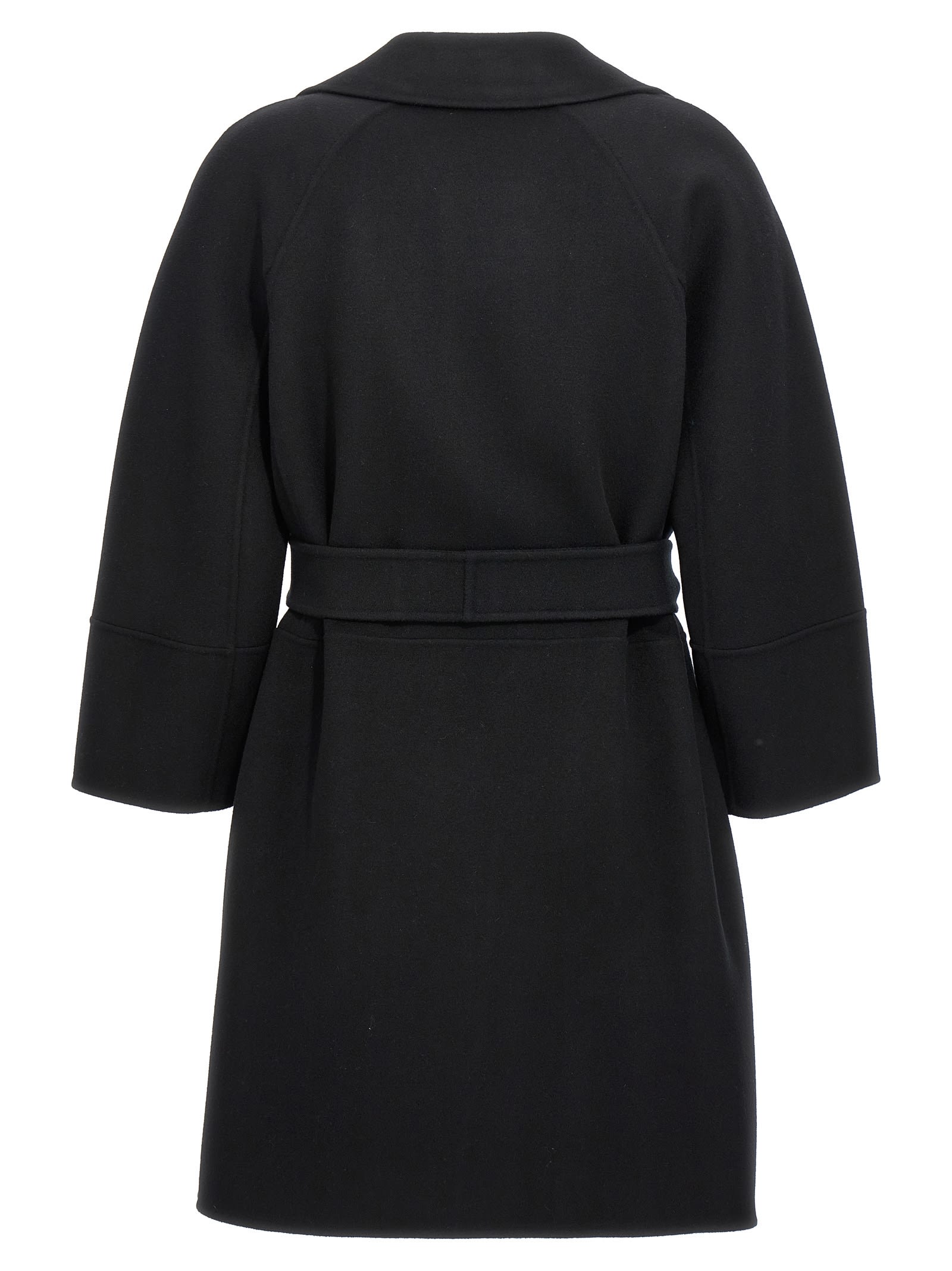S Max Mara Coat Featuring Belted Waist And Lapels In Black