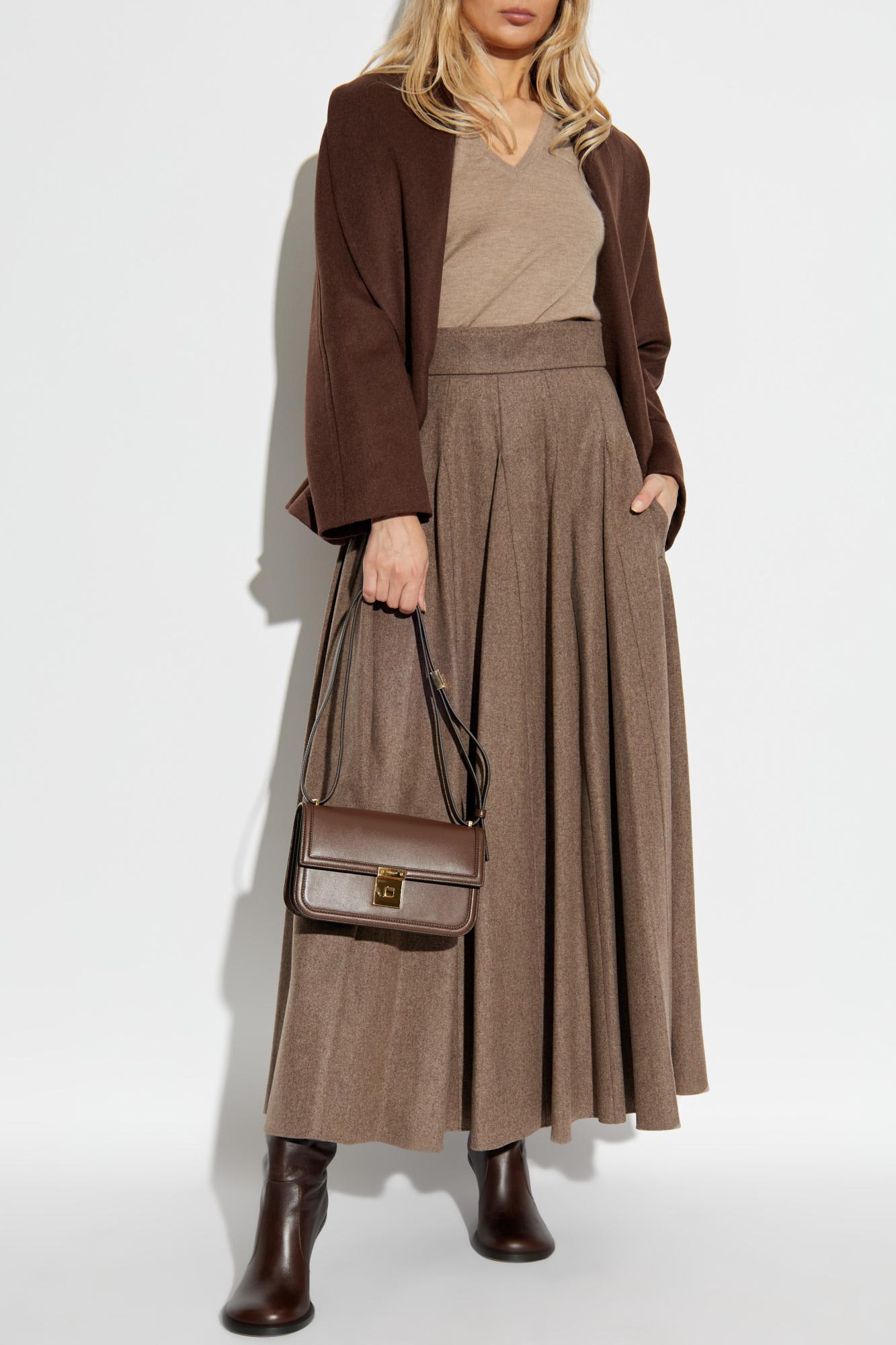 Max Mara Bellico Wool Maxi Skirt In Brown