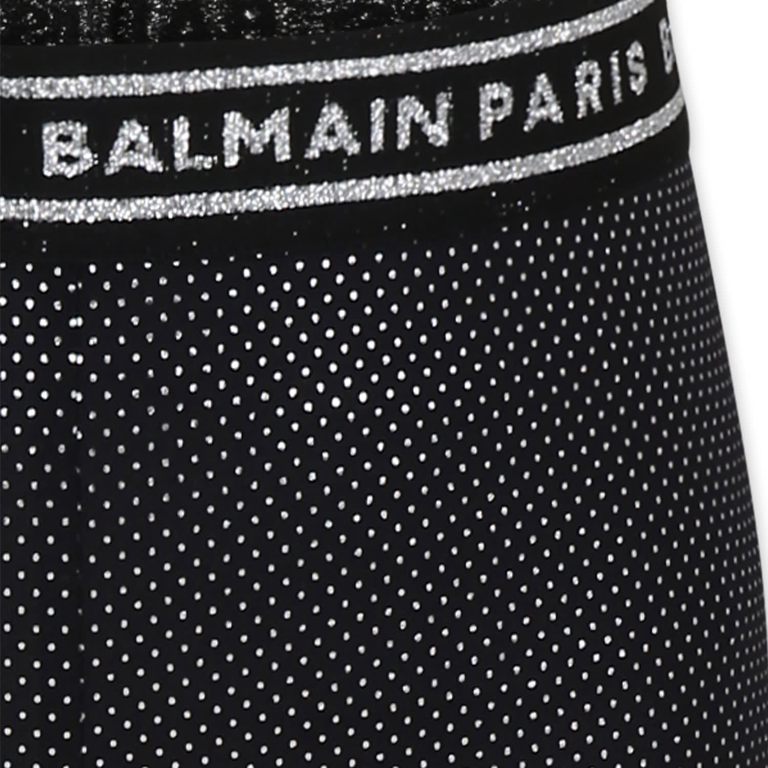 BALMAIN BLACK LEGGINGS FOR GIRL WITH POLKA DOTS