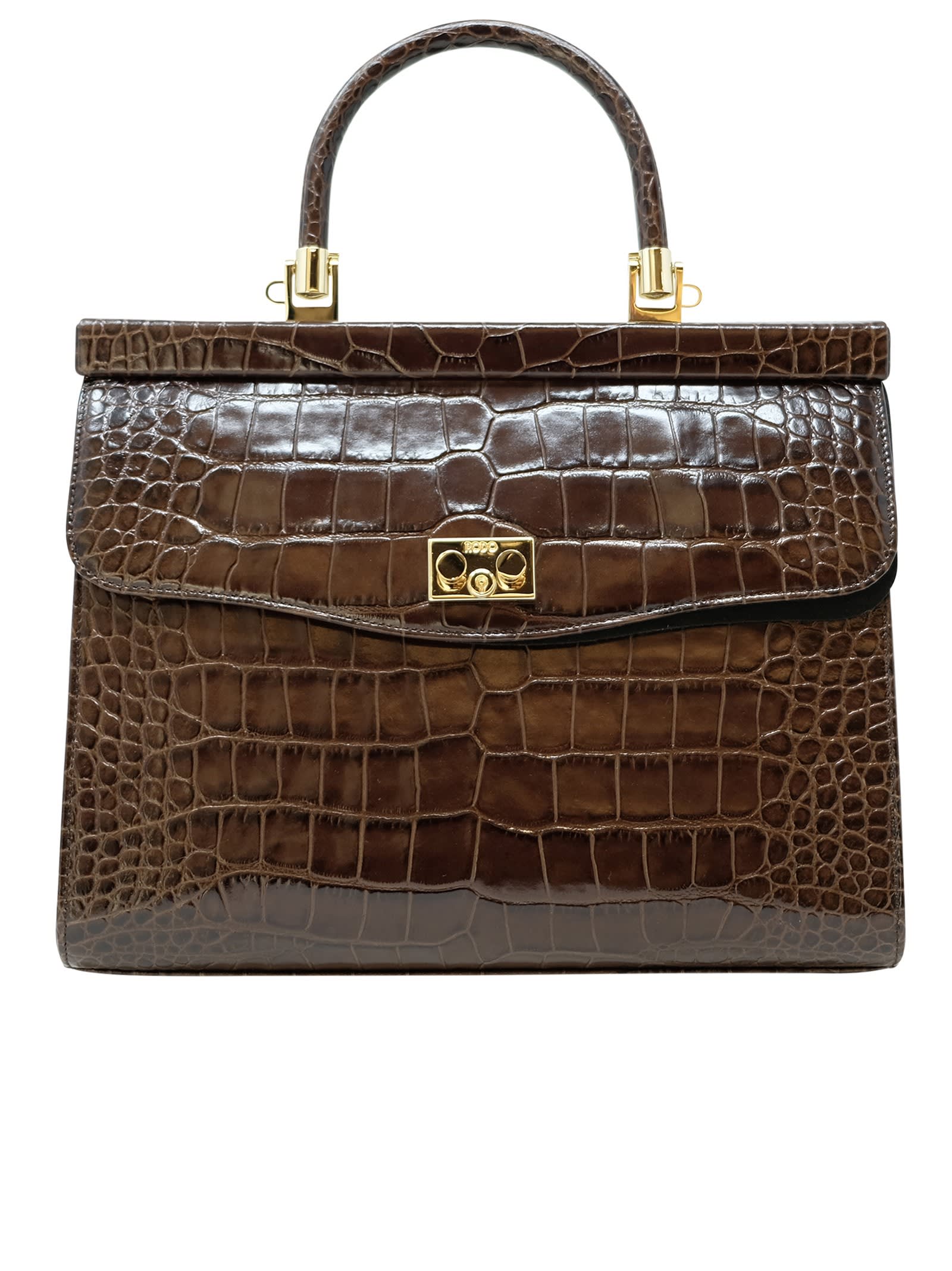 Brown Croco Leather Paris Handbag