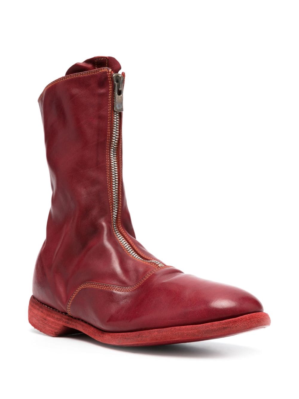 Shop Guidi Front Zip Army Boots In T Red