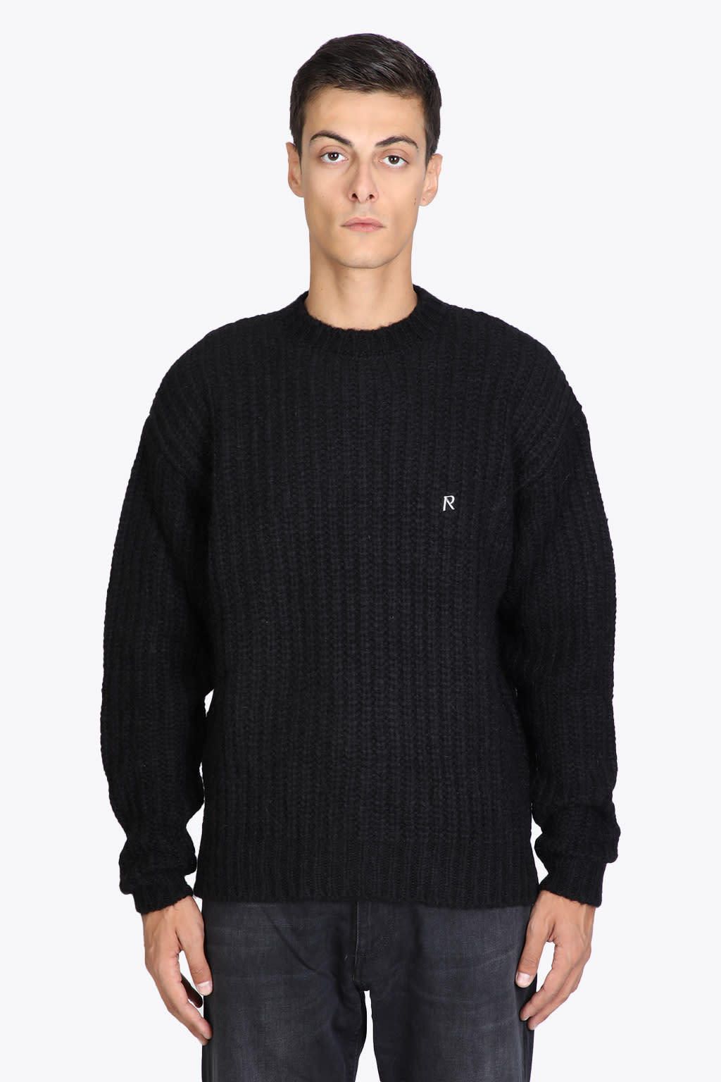 REPRESENT Rib Sweater Black rib sweater with metal logo - Rib sweater