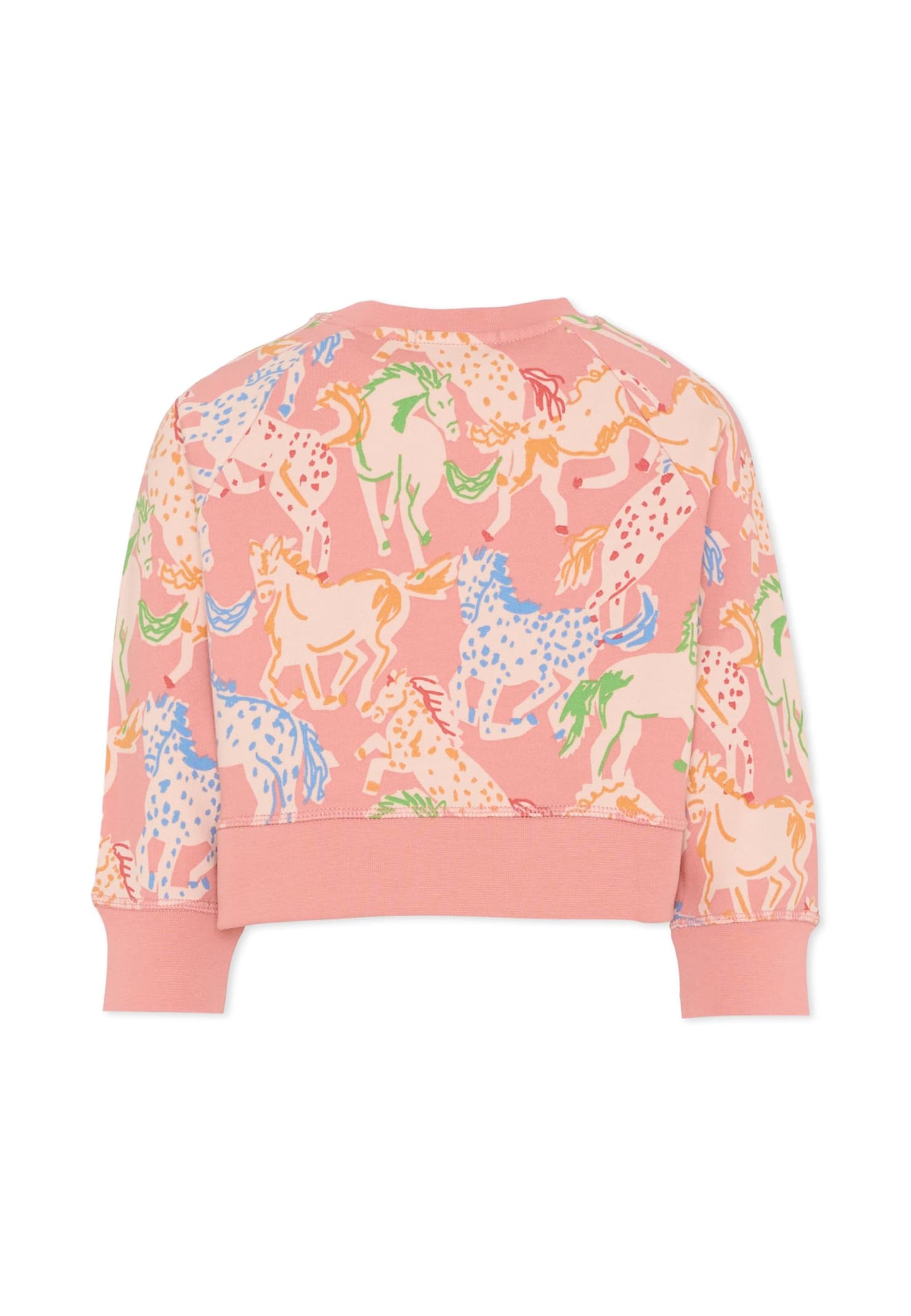 Stella Mccartney Pink Sweatshirt For Girl With Horse Print In Pink