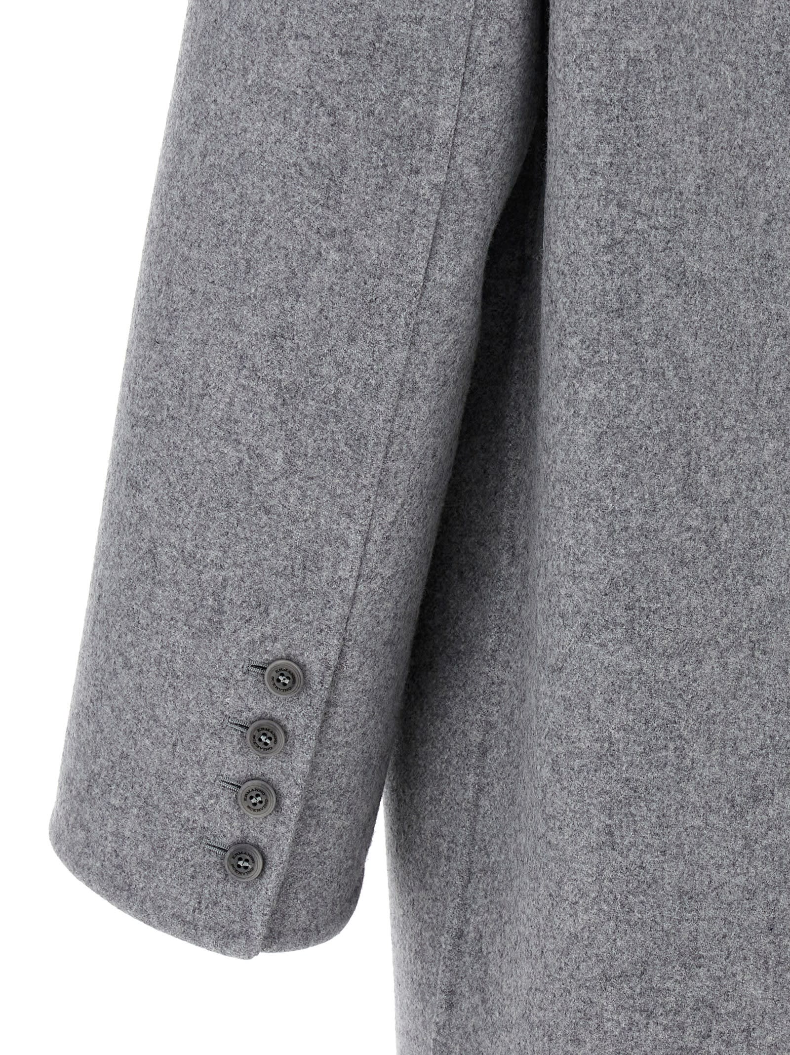 Shop Ermanno Scervino Mink Single-breasted Coat In Gray