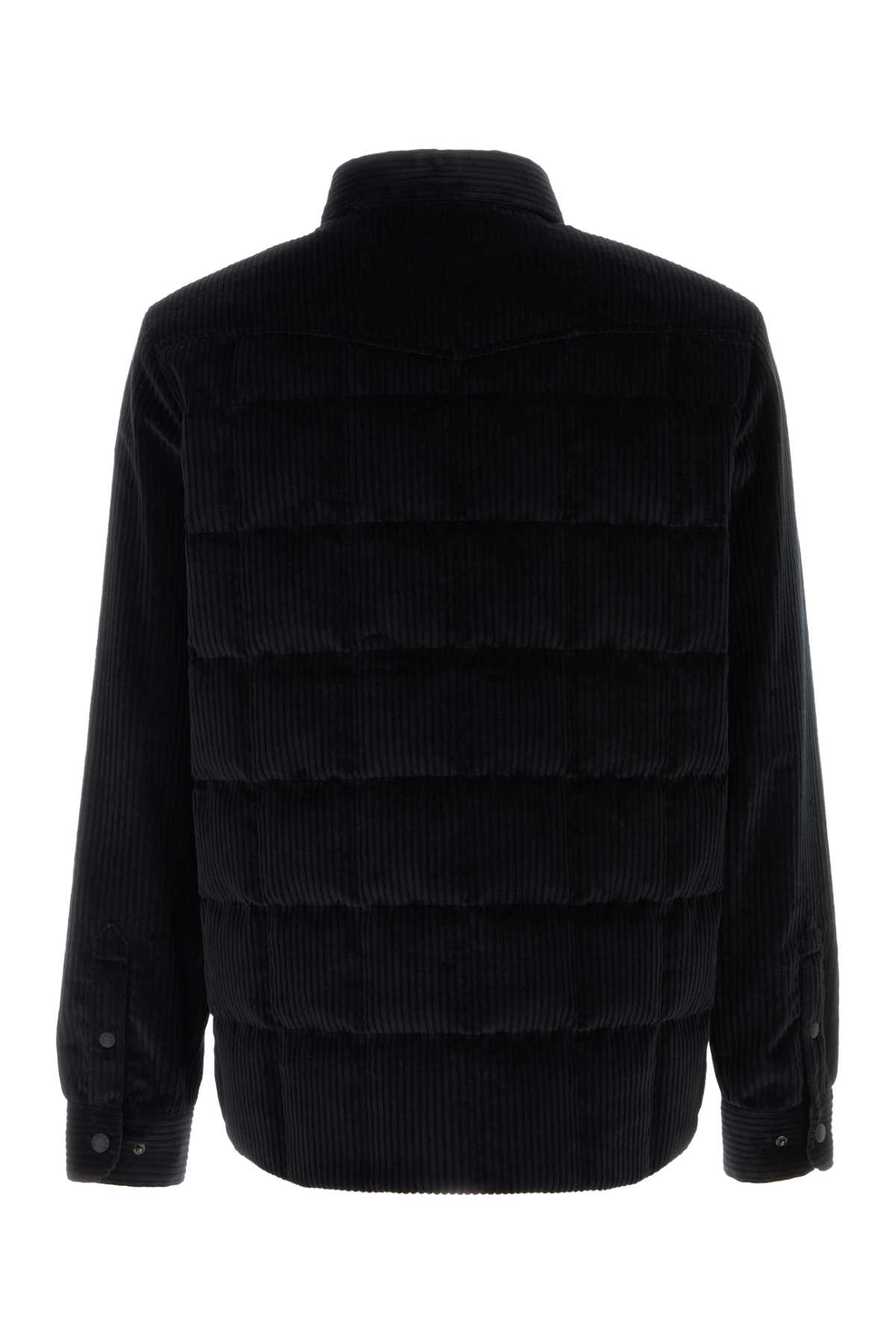 Moncler Grenoble Black Stretch Corduroy Gelt Down Jacket In Gray