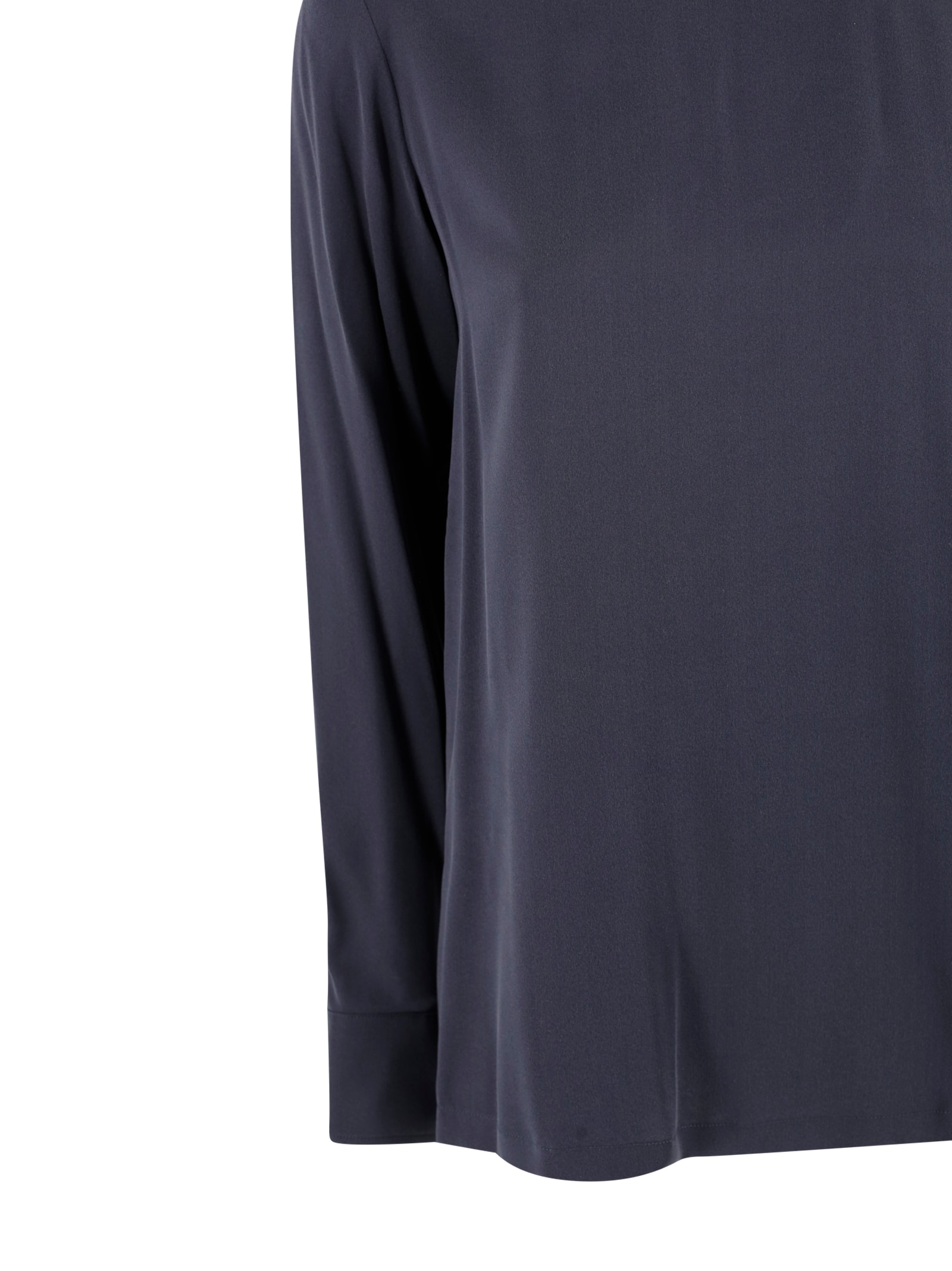 Max Mara Silk Satin Shirt With Round Neck. In Gray