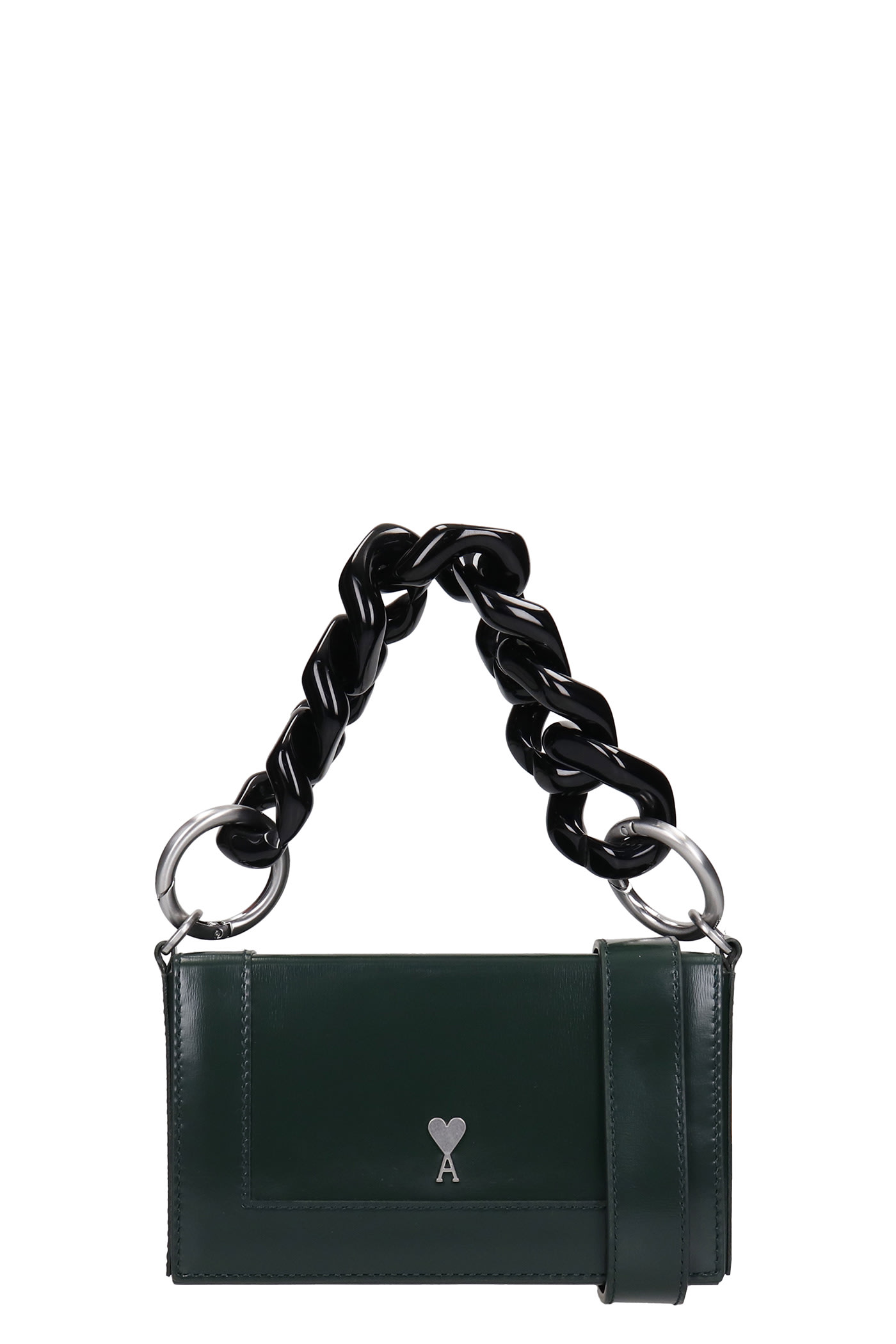 Ami Alexandre Mattiussi Hand Bag In Green Leather