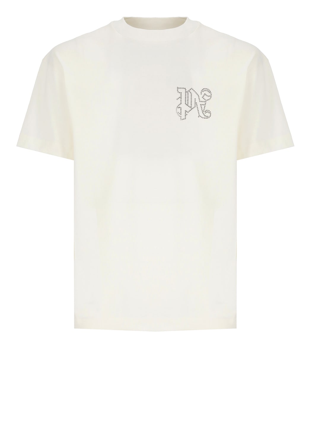 Shop Palm Angels Monogram Stud Classic T-shirt In Ivory