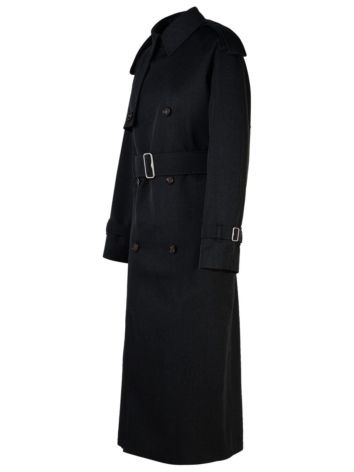 Shop Burberry Grey Wool Long Trench Coat