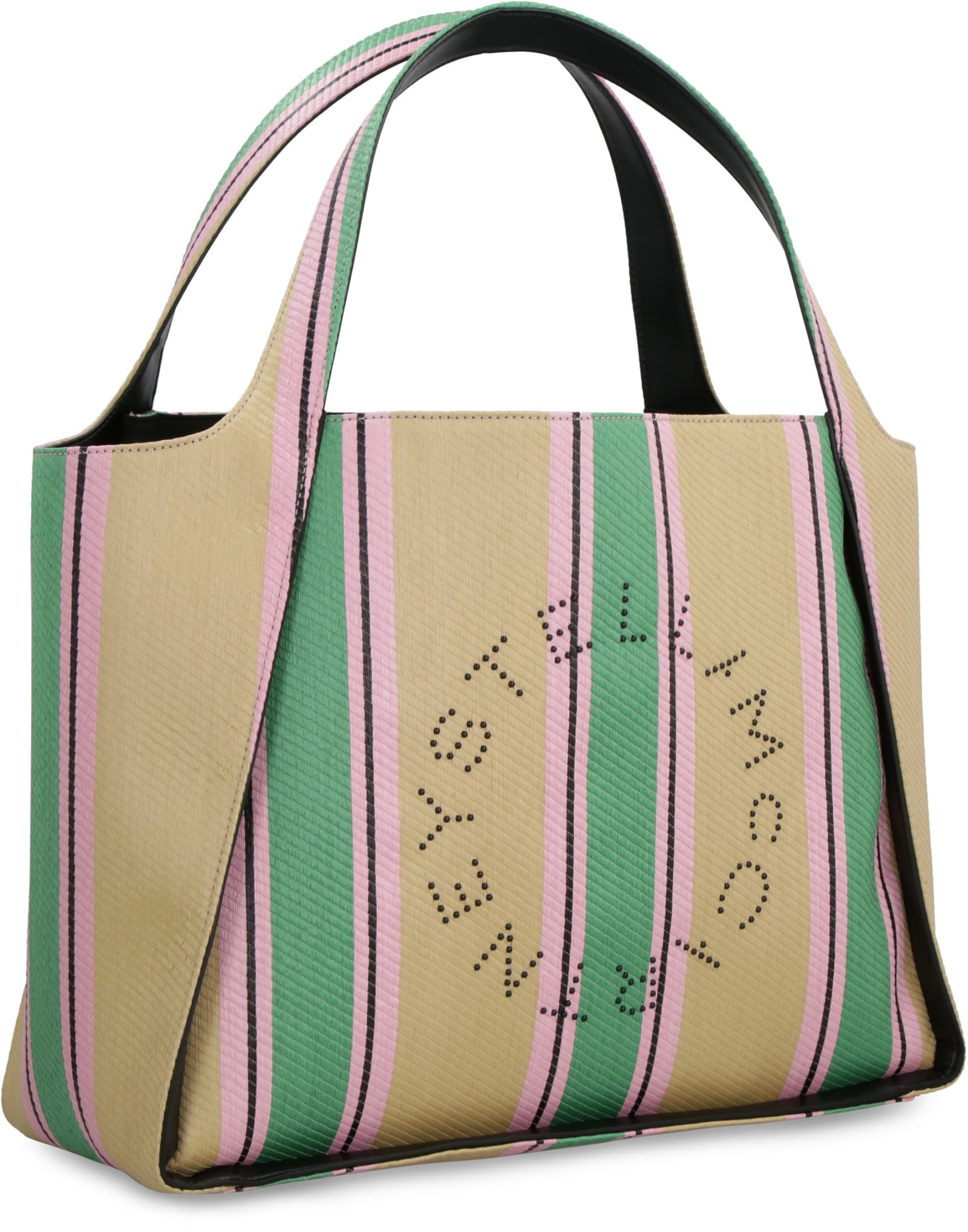 Shop Stella Mccartney Stella Logo Raffia Tote Bag In Multicolor