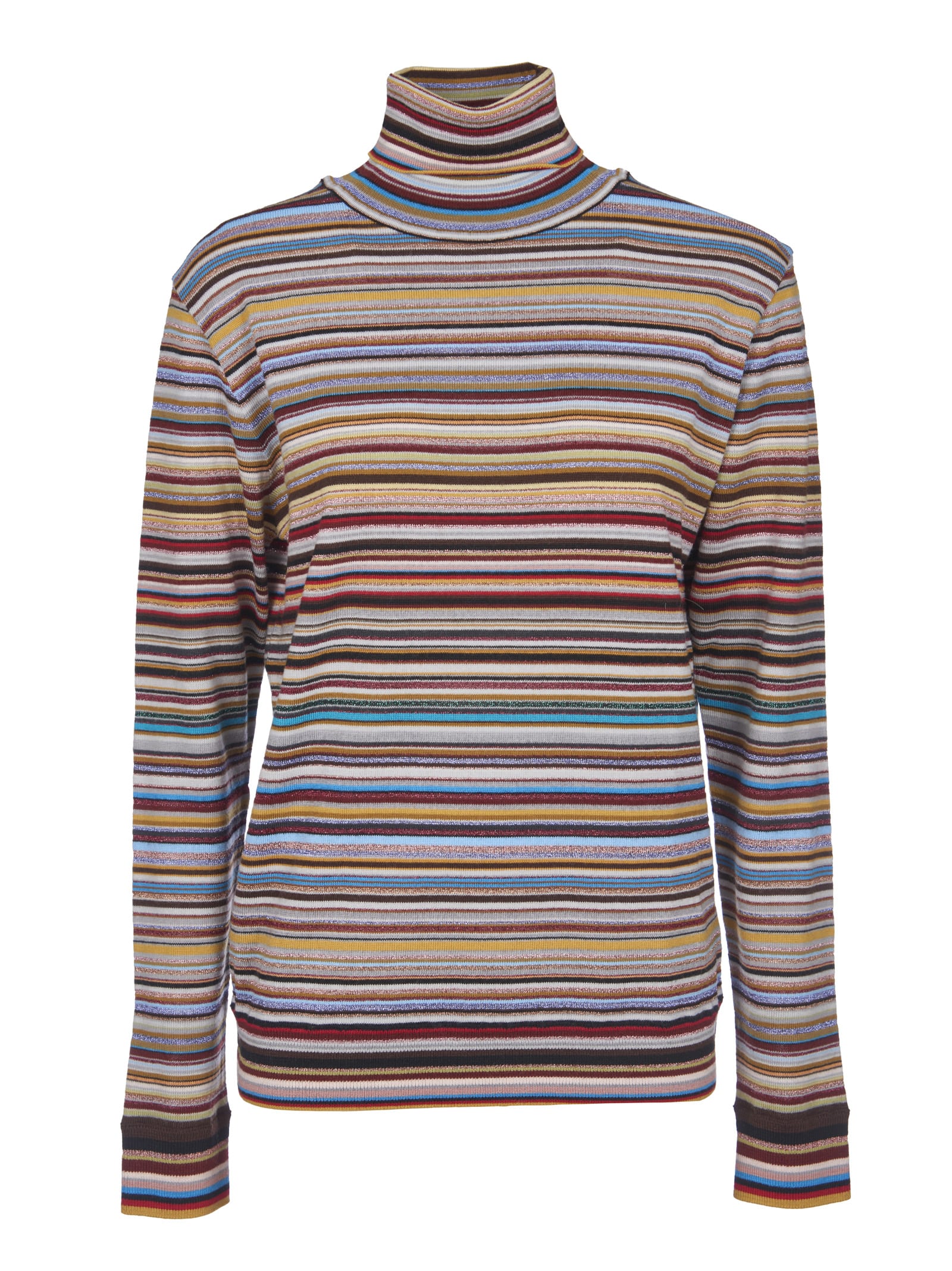 Paul Smith Roll-neck Stripe Jumper In Multicolor
