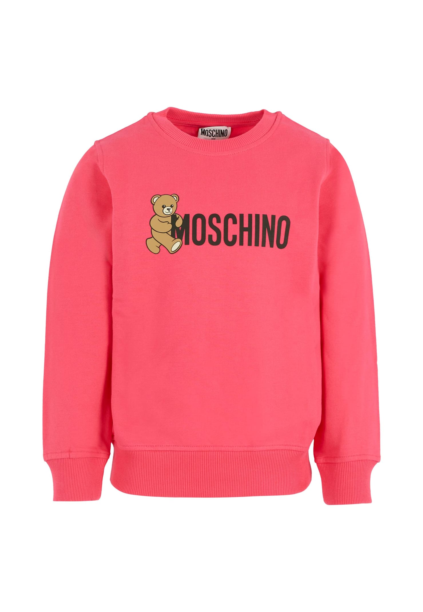 Moschino Fuchsia Sweatshirt For Girl With Teddy Bear In Pink