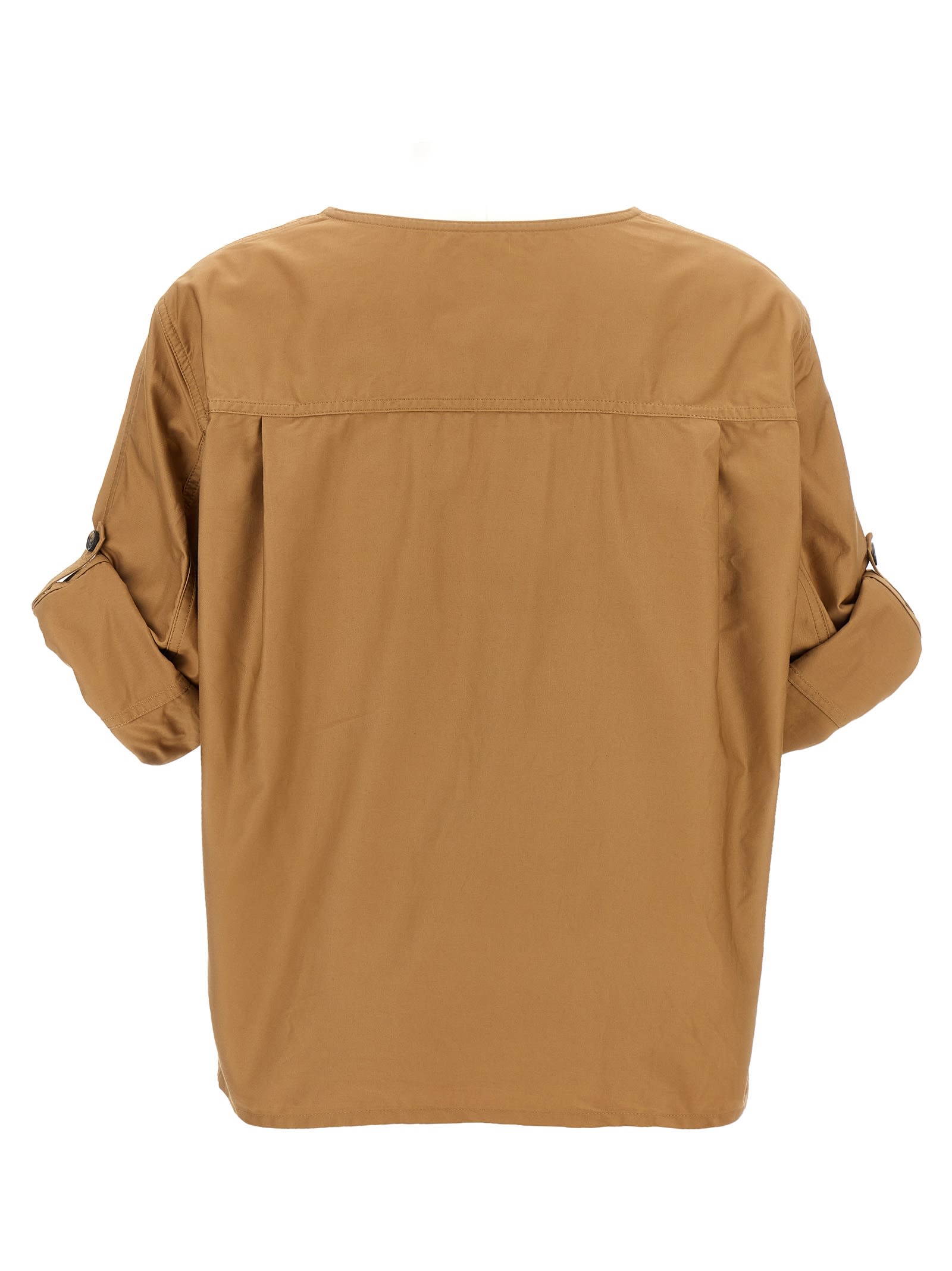 Shop Saint Laurent Twill Blouse In Beige