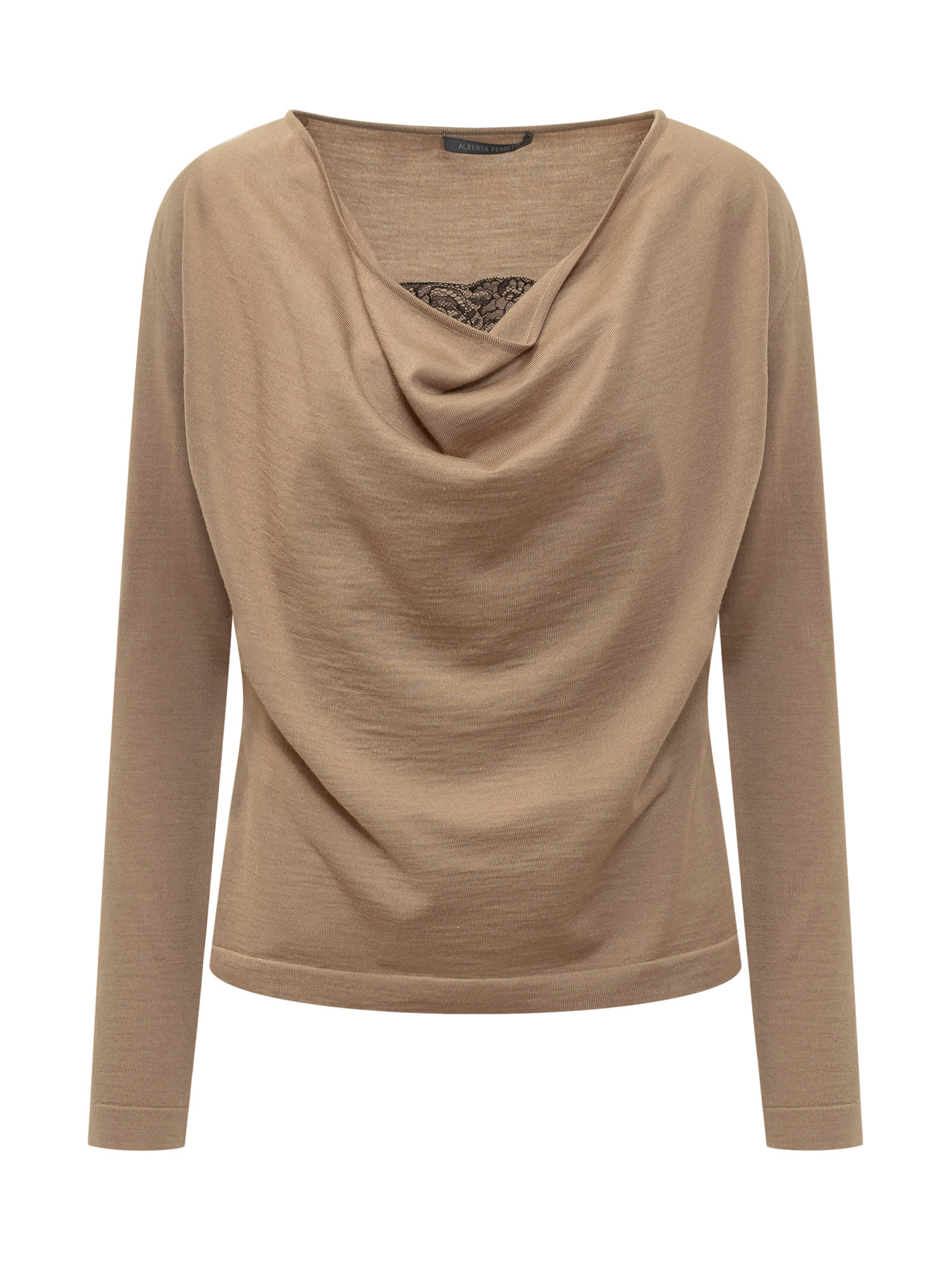 Shop Alberta Ferretti Merino Wool Sweater In Beige