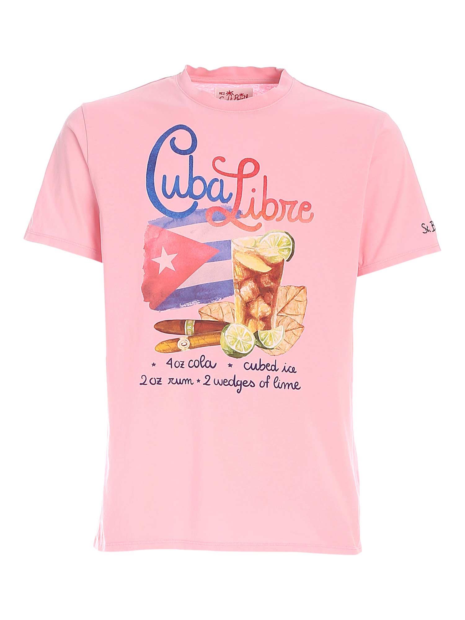 MC2 Saint Barth Cuba Libre Flag Print T-shirt In Pink