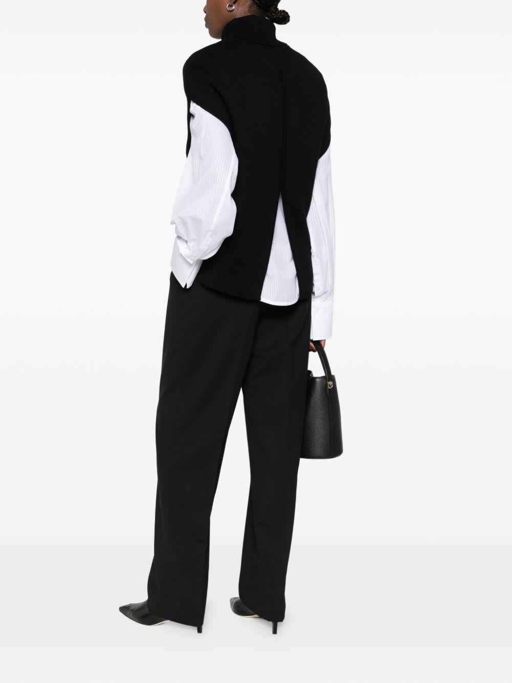 Totême Wool Turtleneck Vest Layered Design In Black