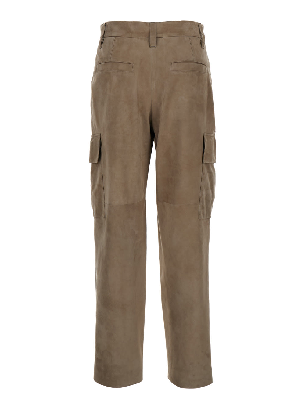 Shop Brunello Cucinelli Straight Light Brown Pants With Pockets In Leather Woman In Grey